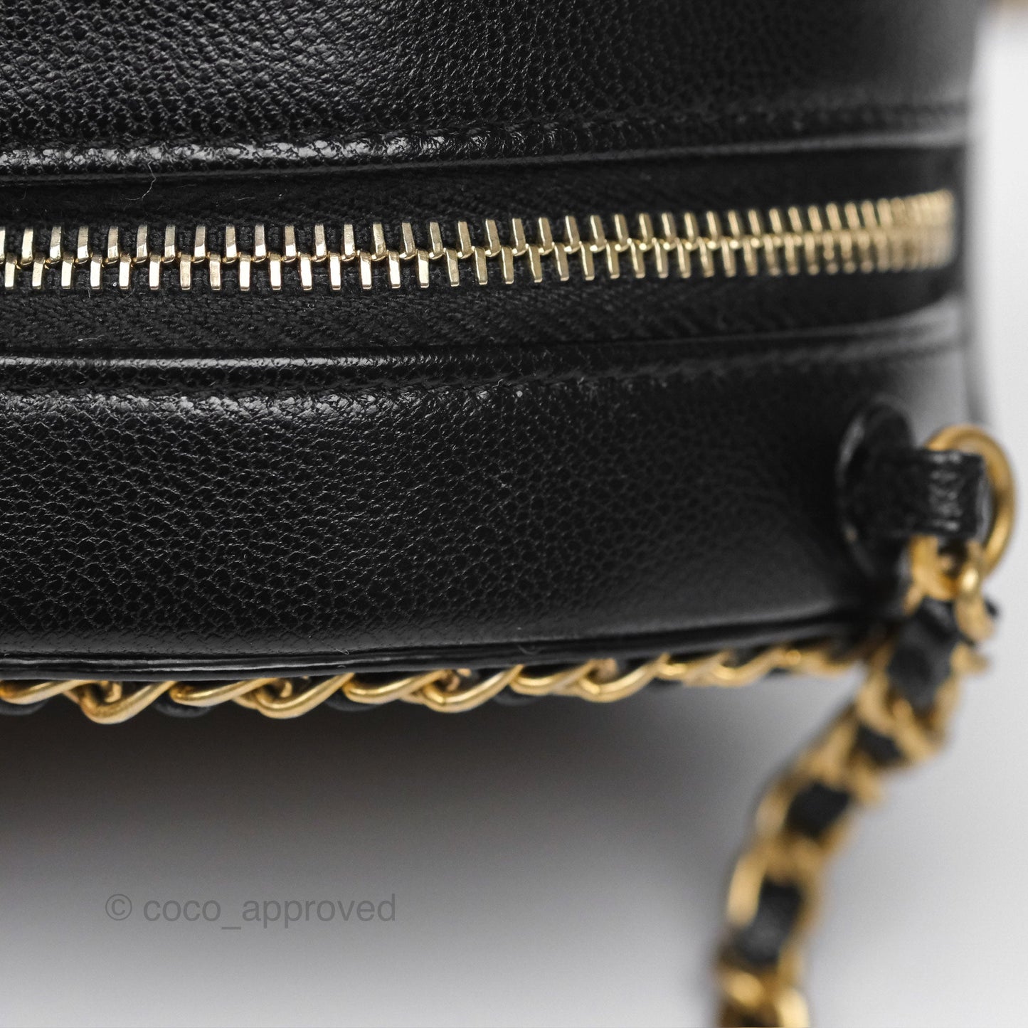 Chanel Chained Round Filigree Clutch With Chain Black Lambskin Gold Hardware