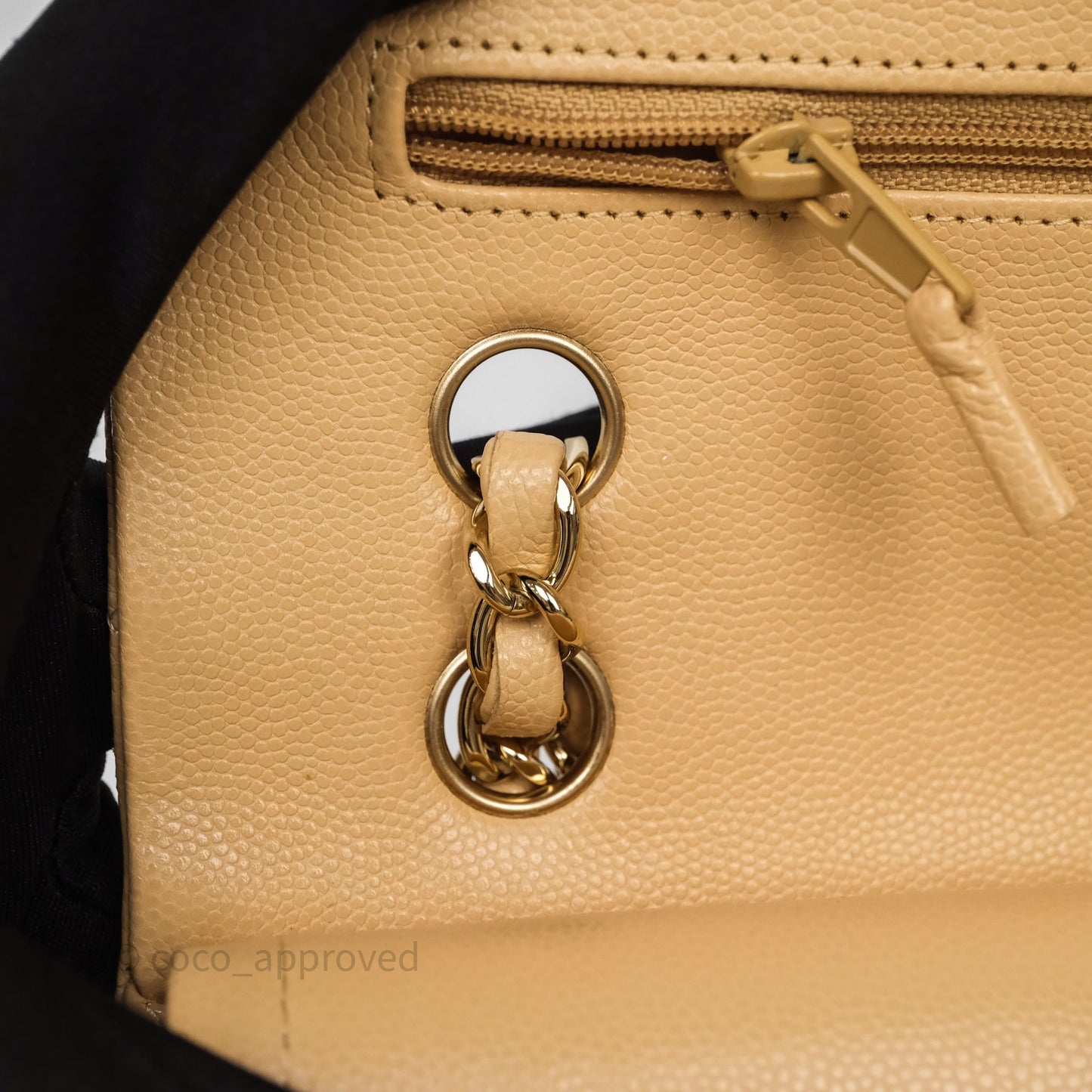 Chanel Classic M/L Medium Flap Quilted Beige Caviar Gold Hardware