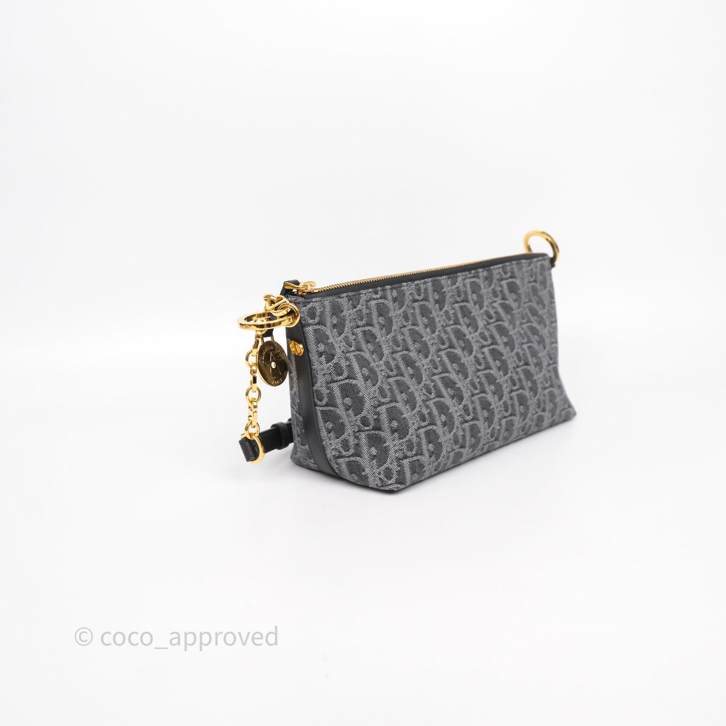 Christian Dior Diorstar Hobo Bag with Chain Gray Denim Dior Oblique Jacquard