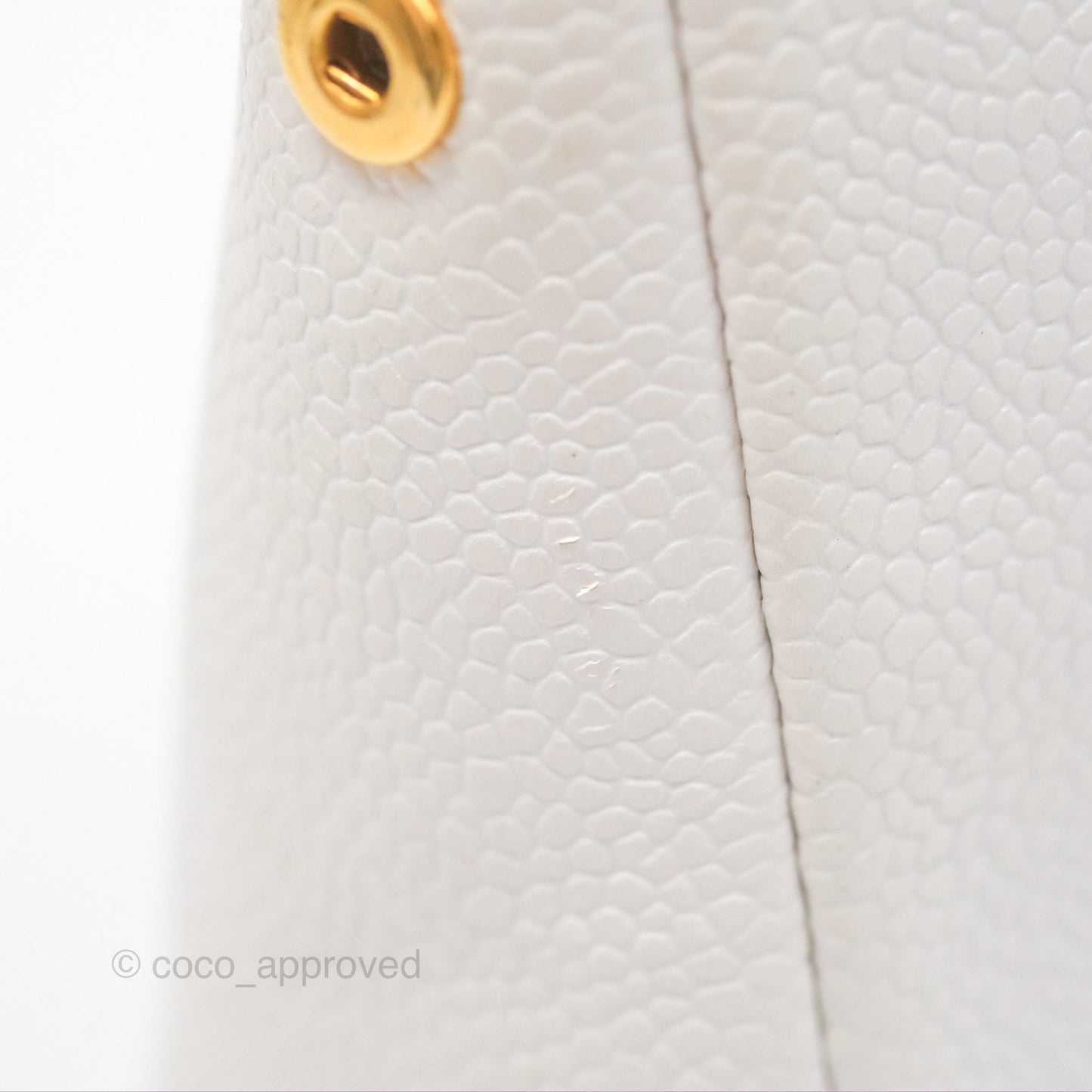 Chanel Vintage CC Clutch White Caviar Gold Hardware