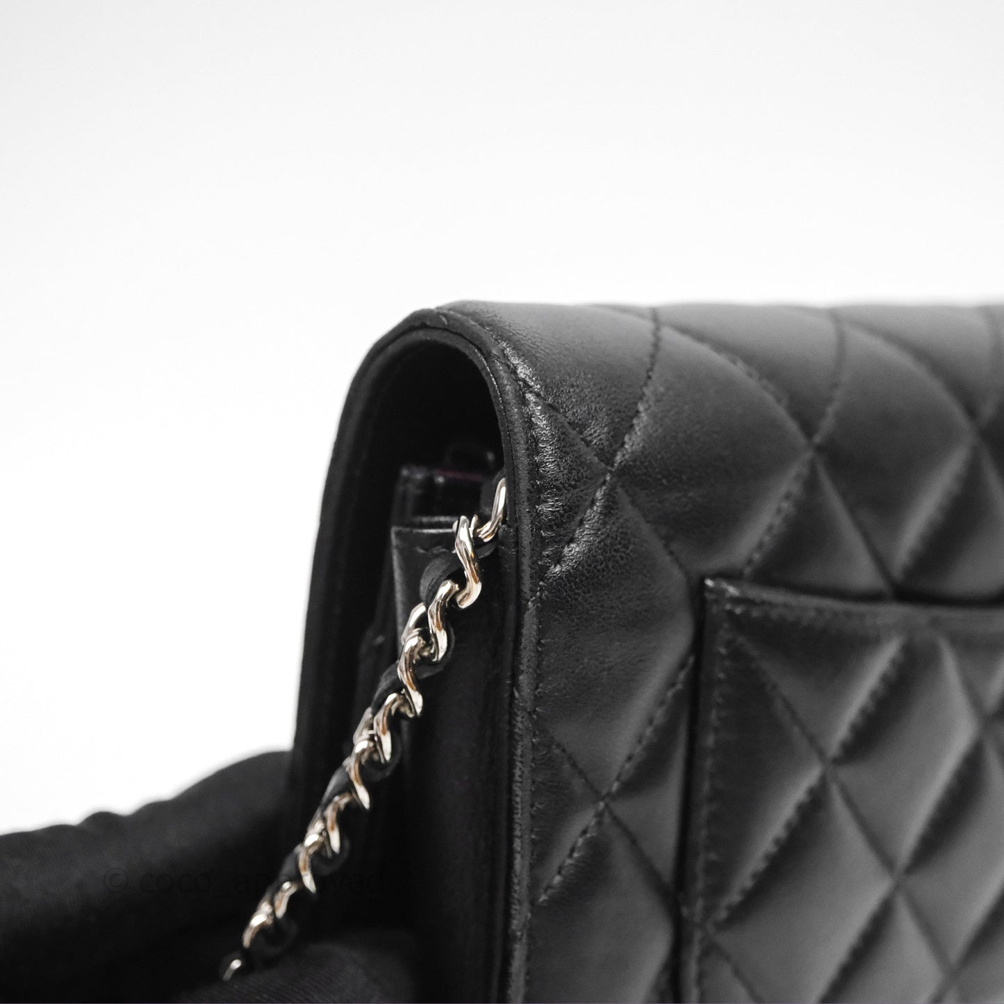 Chanel Quilted WOC Black Lambskin Silver Hardware