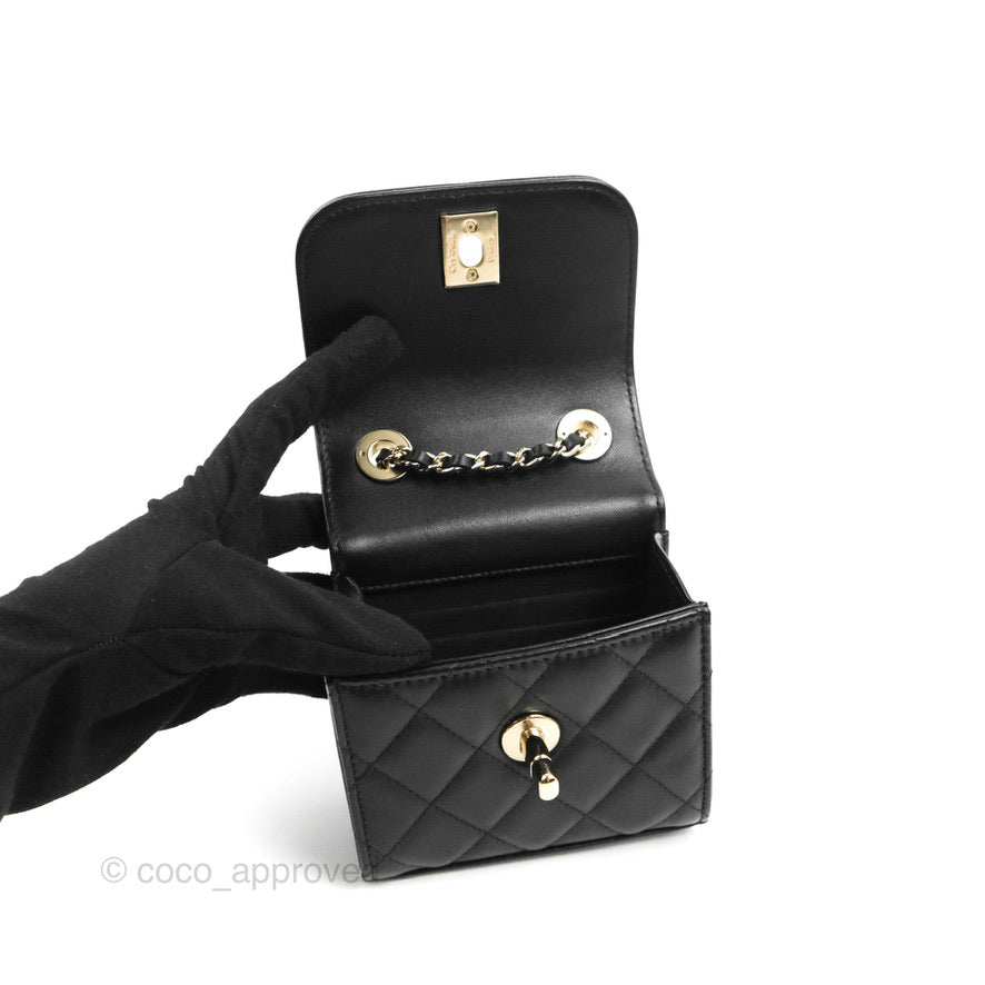 Chanel Small Quilted Trendy CC Clutch With Chain Black Lambskin Gold Hardware