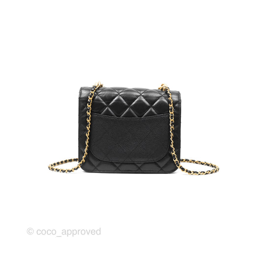 Chanel Chain Handle Small Flap Bag Black Calfskin