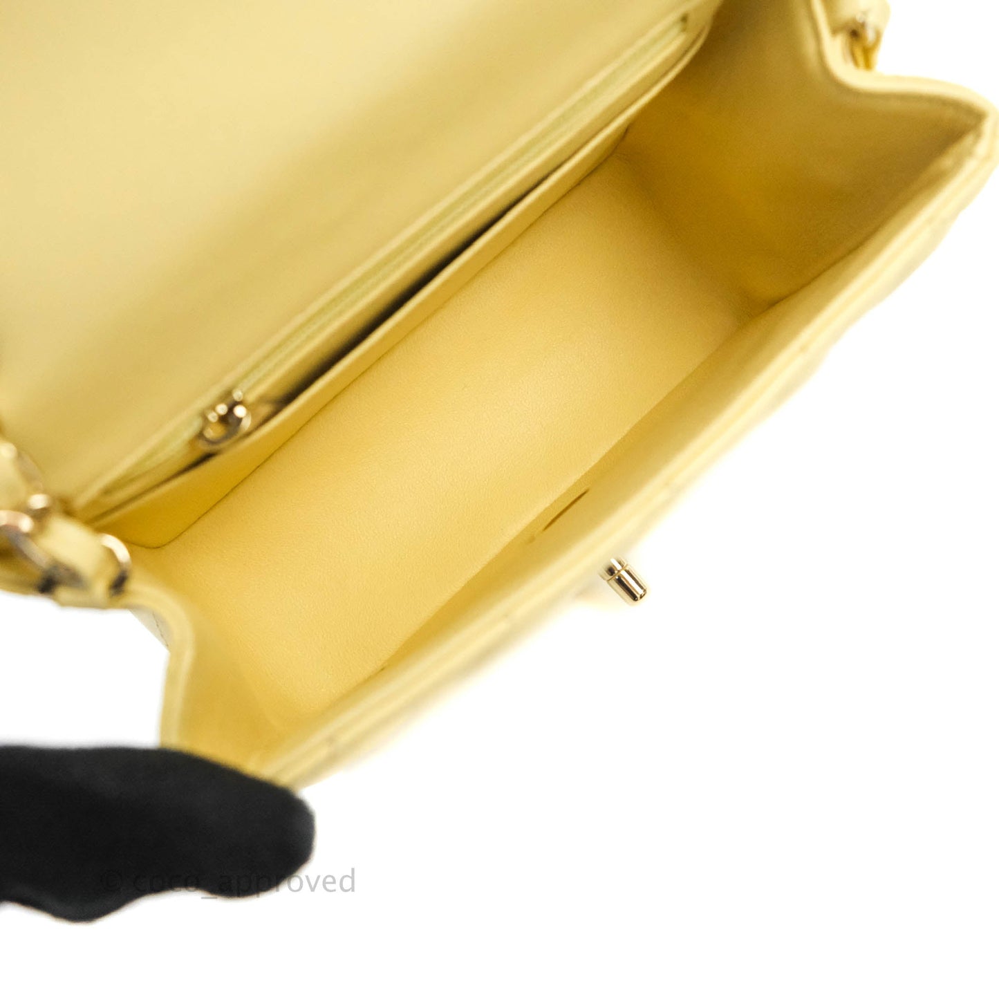 Chanel Quilted Mini Square Yellow Lambskin Gold Hardware