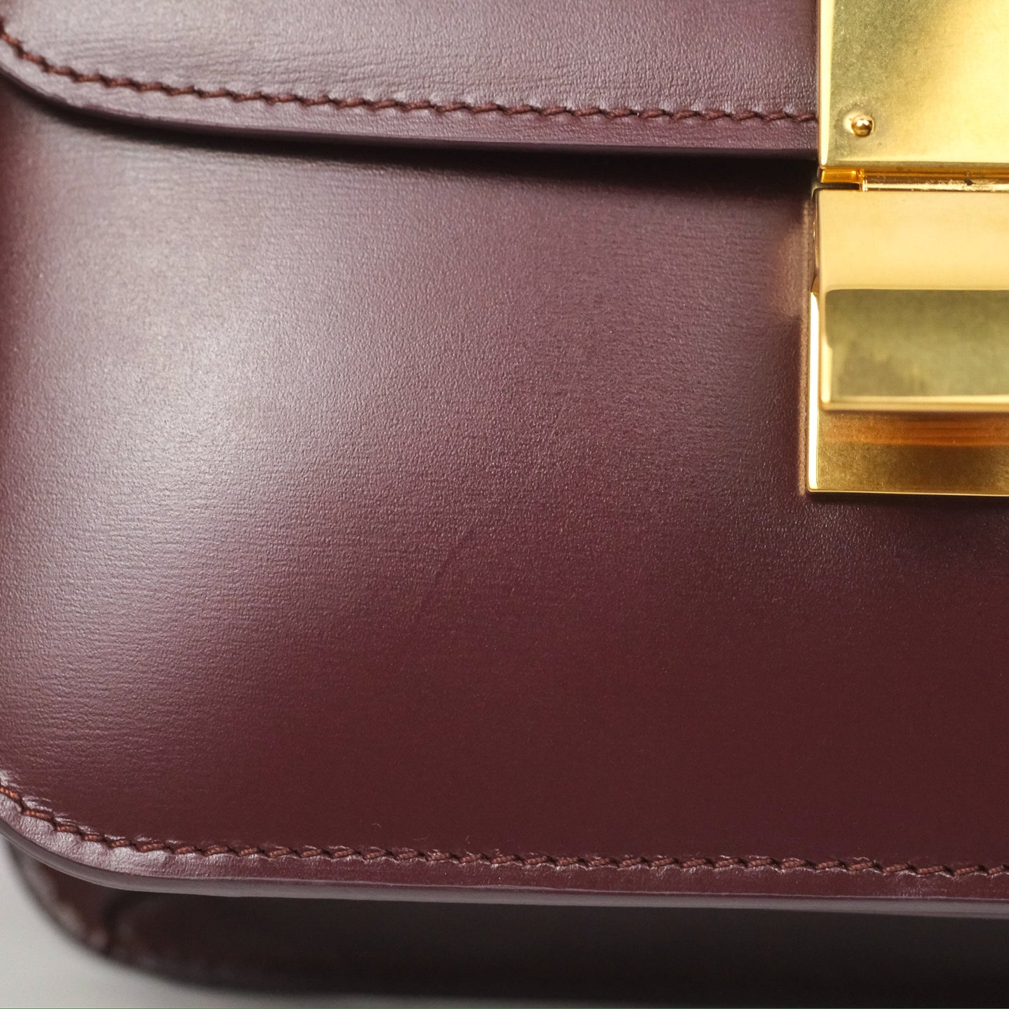 Celine Teen Classic Box Flap Burgundy Calfskin