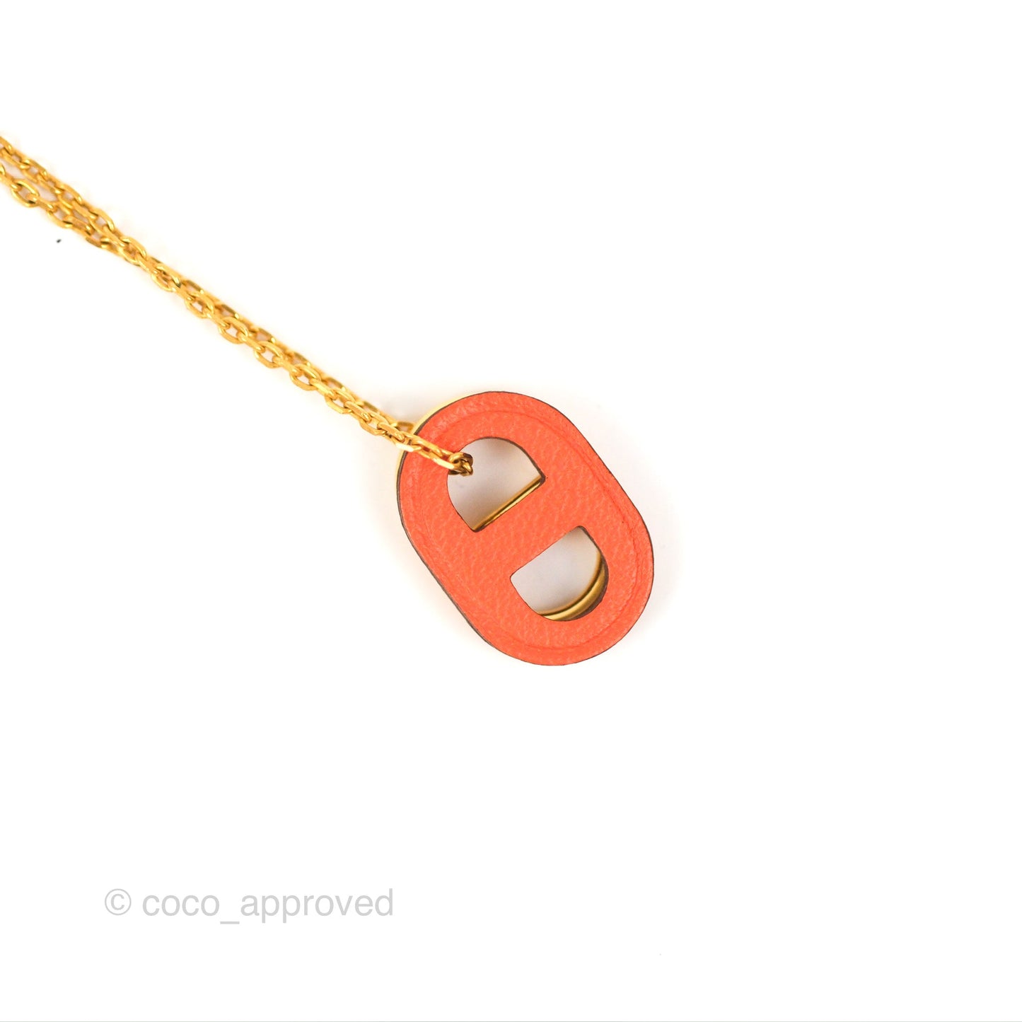 Hermès O'Maillon Pendant Orange Swift Gold Tone