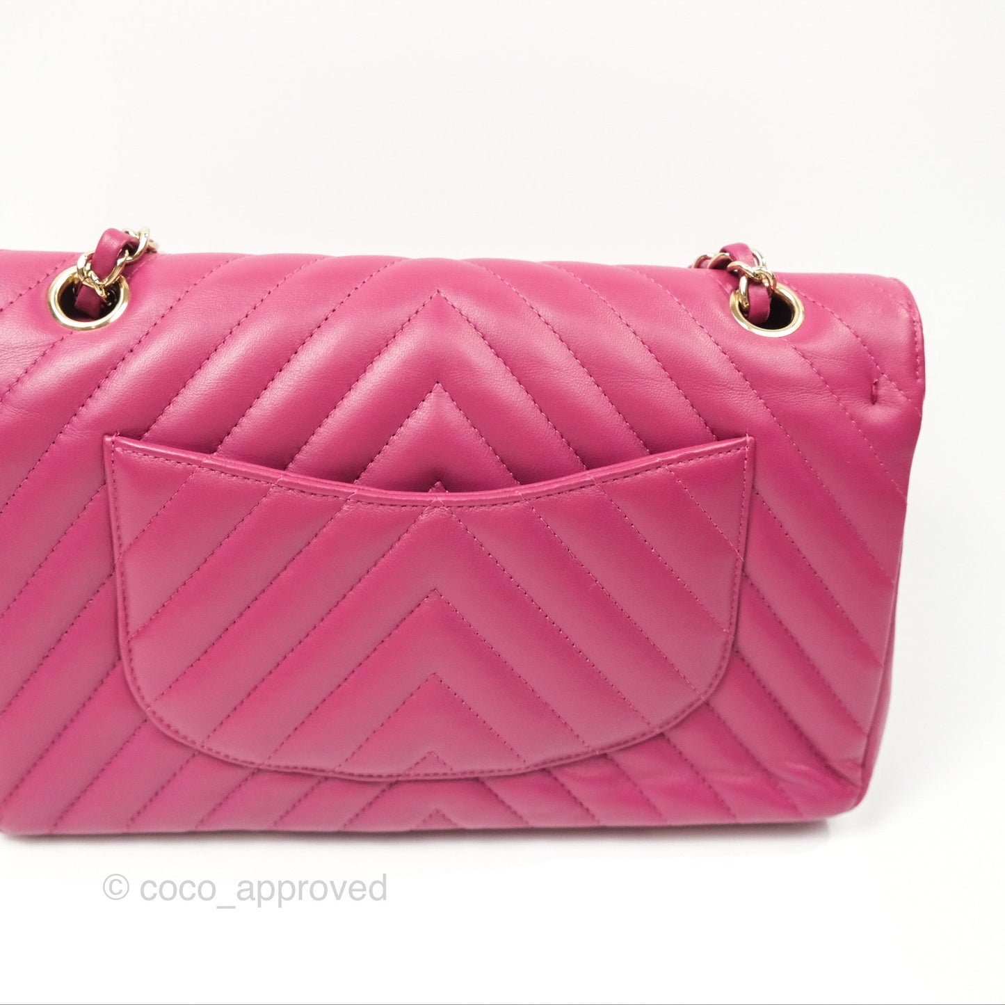 Chanel Medium Classic Flap Chevron Dark Plum Pink Lambskin Gold Hardware