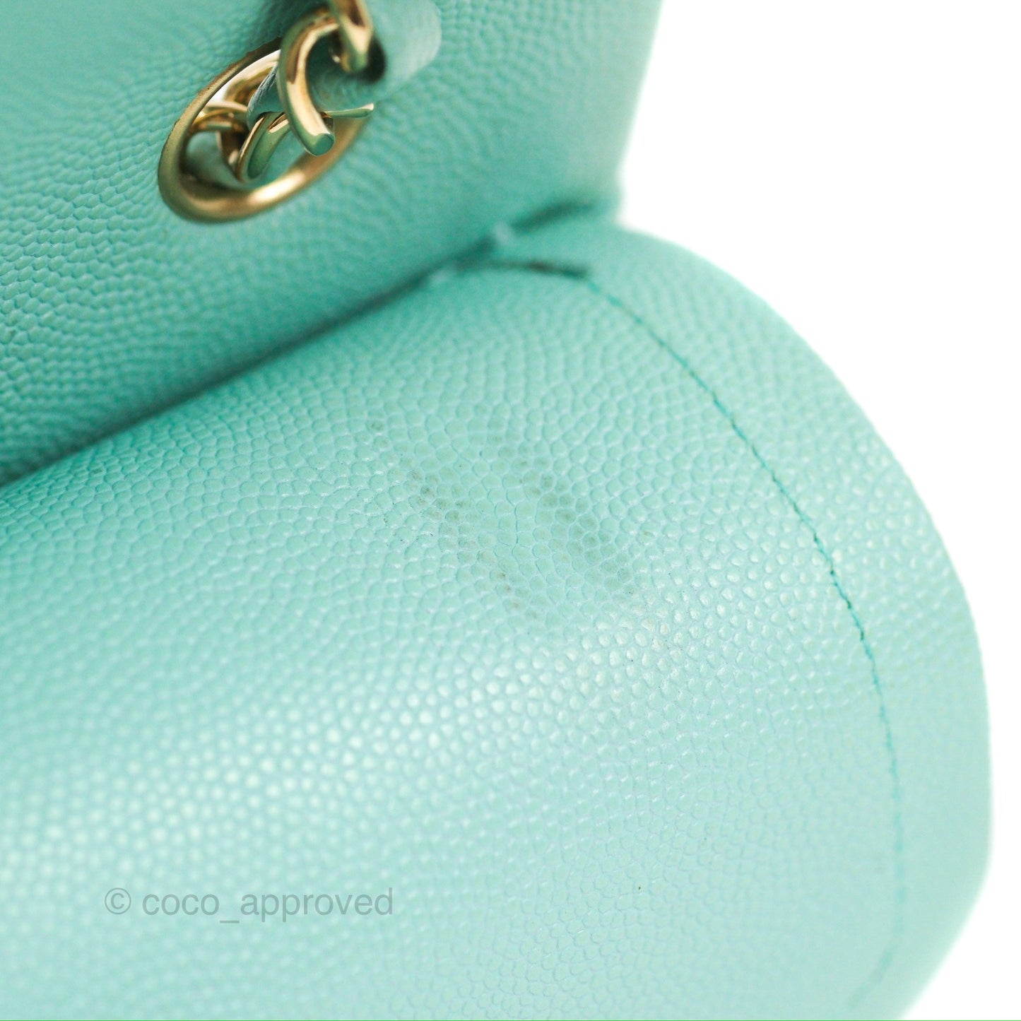 Chanel Small Classic Quilted Flap Tiffany Blue Caviar Gold Hardware 20C
