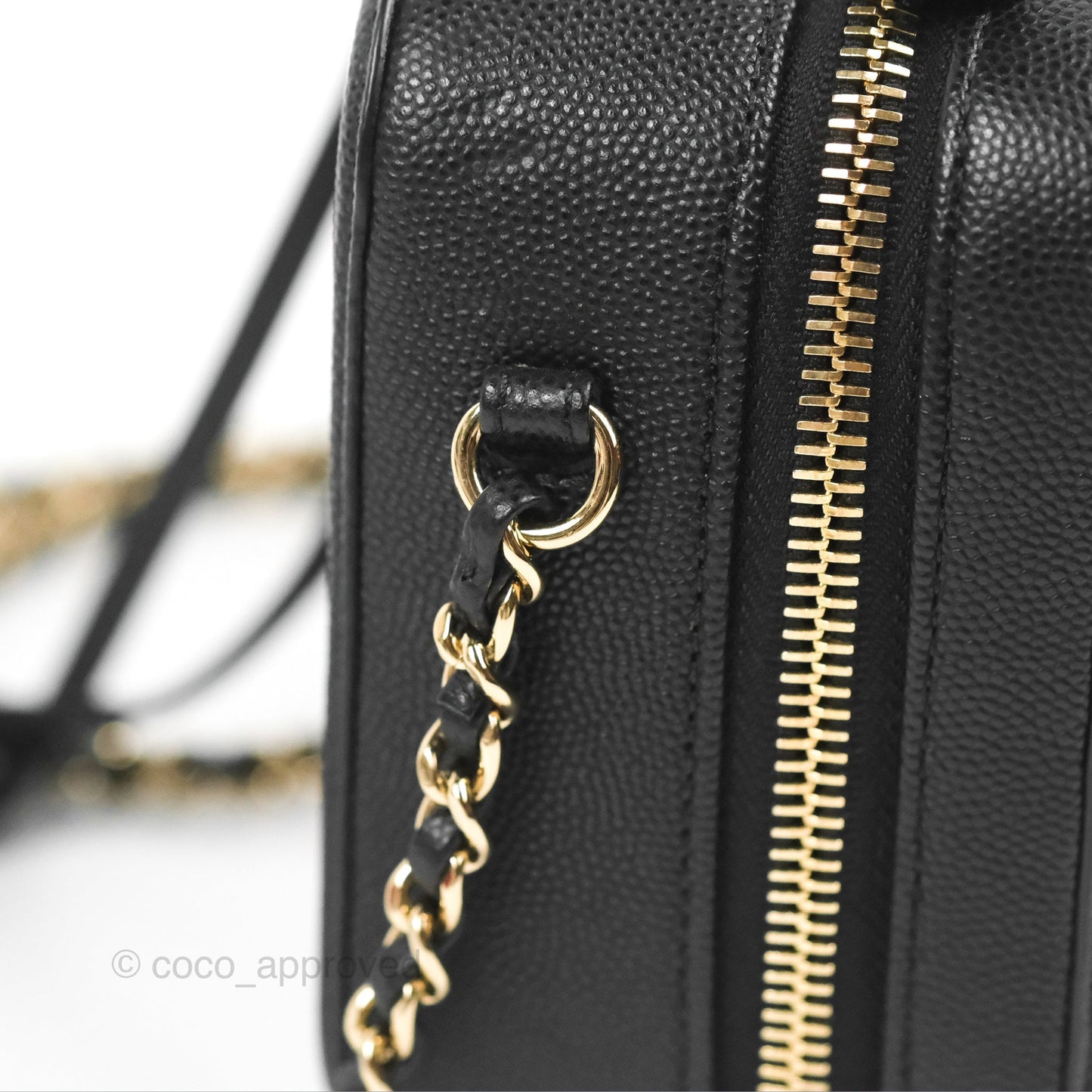 Chanel Quilted Small CC Filigree Vanity Case Black Caviar Gold Hardware