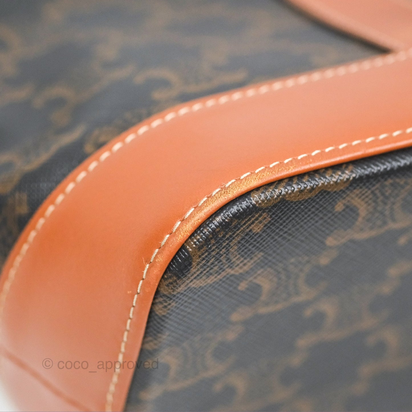 Celine Small Bucket Triomphe Canvas Tan Calfskin
