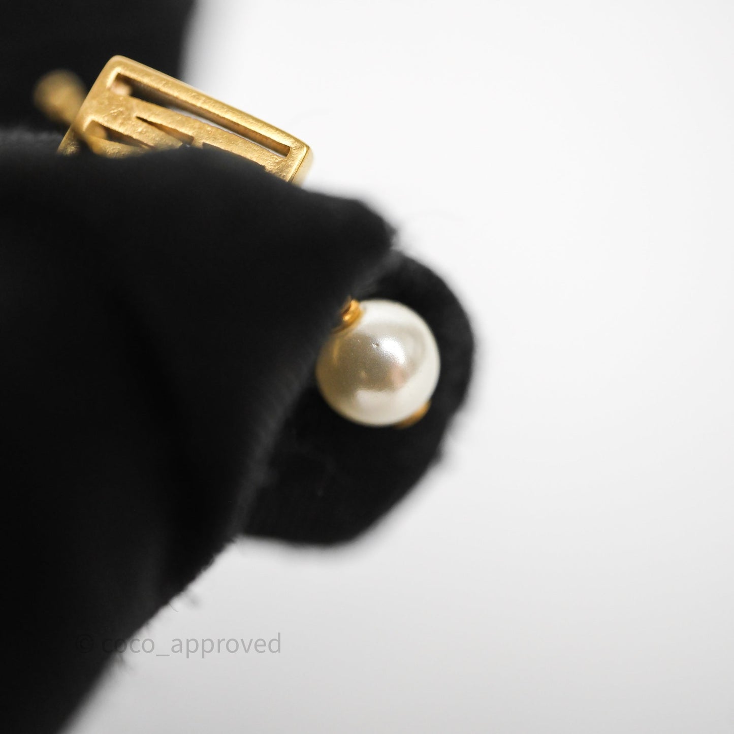 Christian Dior Miss Dior Drop Pearl Earrings Gold Tone