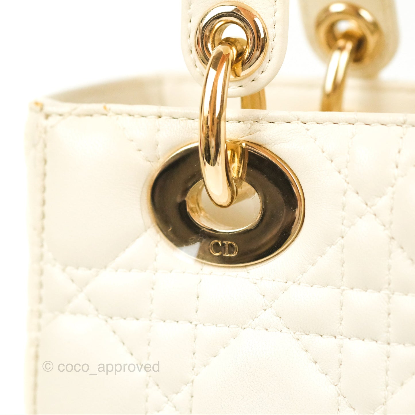 Christian Dior My ABCDior Lady Dior Bag Cannage Lambskin White Gold Hardware