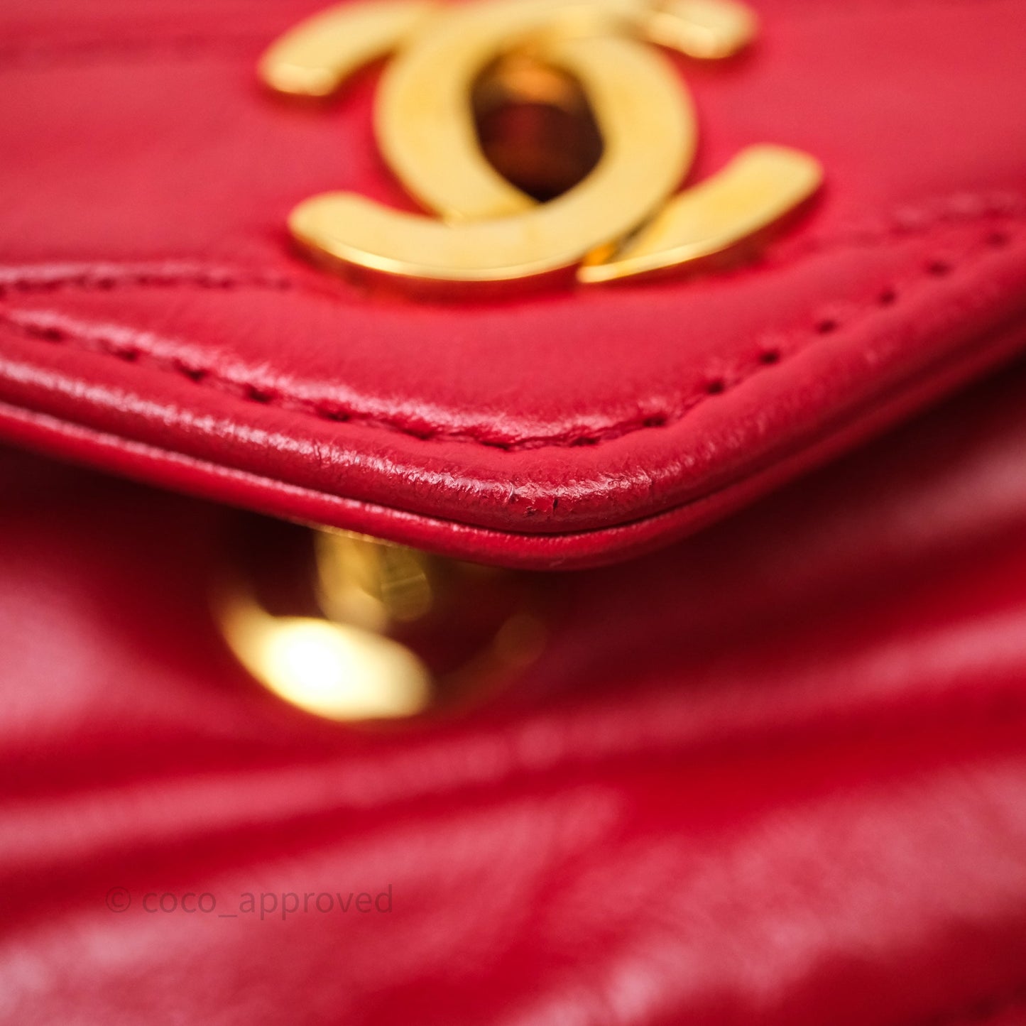 Chanel Vintage Quilted Flap Bag Red Lambskin Gold Hardware