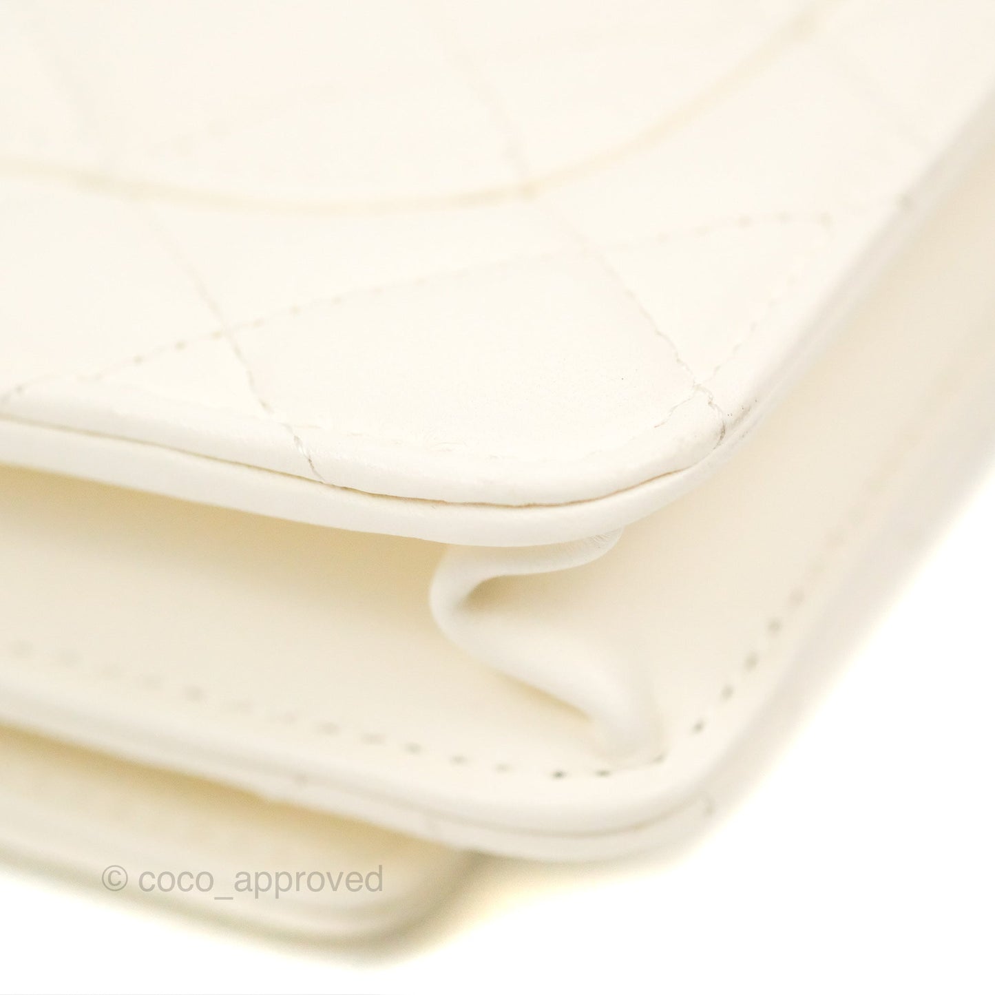 Chanel Quilted Pearl Crush Wallet on Chain WOC White Lambskin Aged Gold Hardware