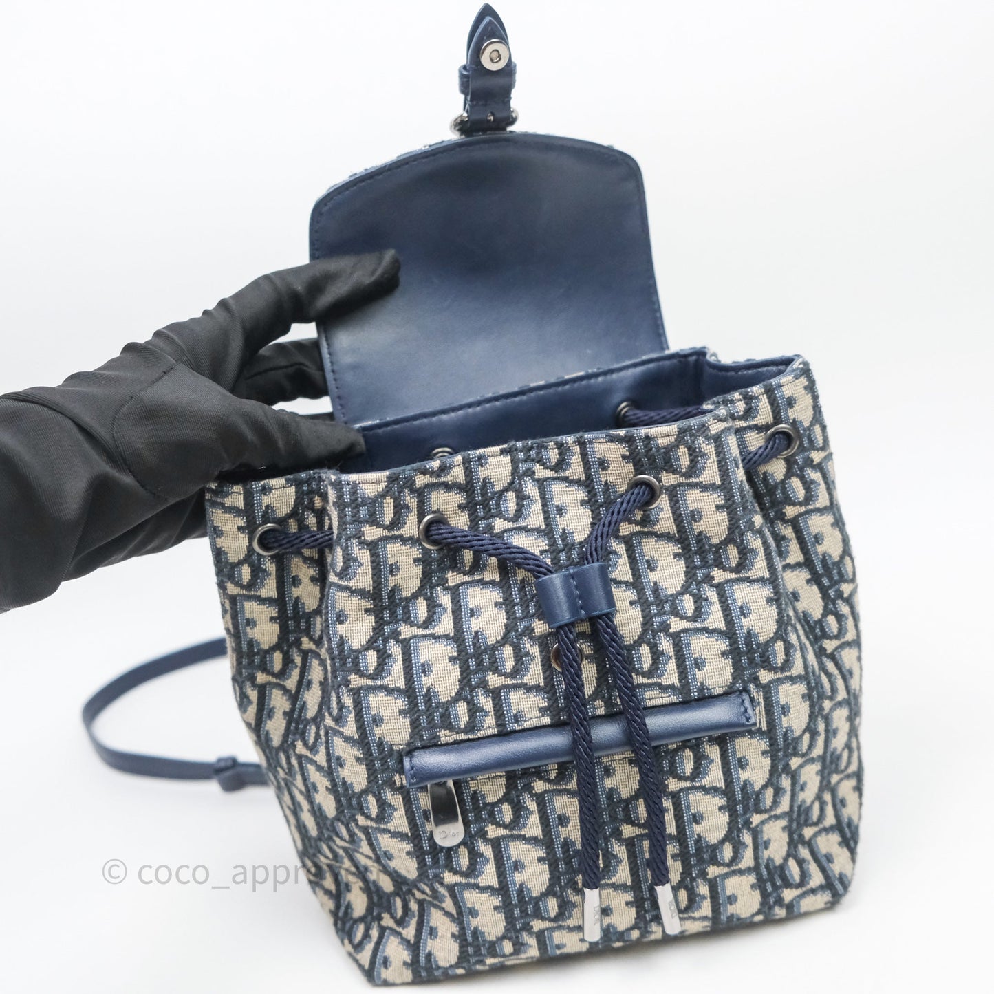 Christian Dior Mini Backpack Oblique Jacquard Beige and Blue