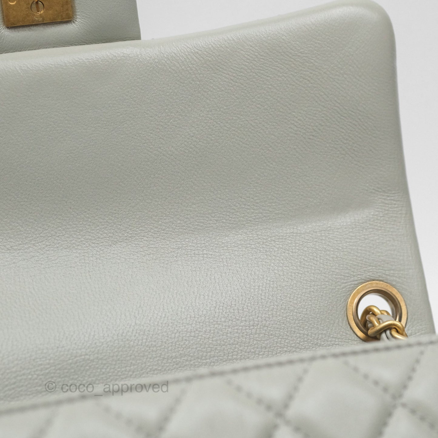 Chanel Mini Rectangular Pearl Crush Grey Lambskin Aged Gold Hardware