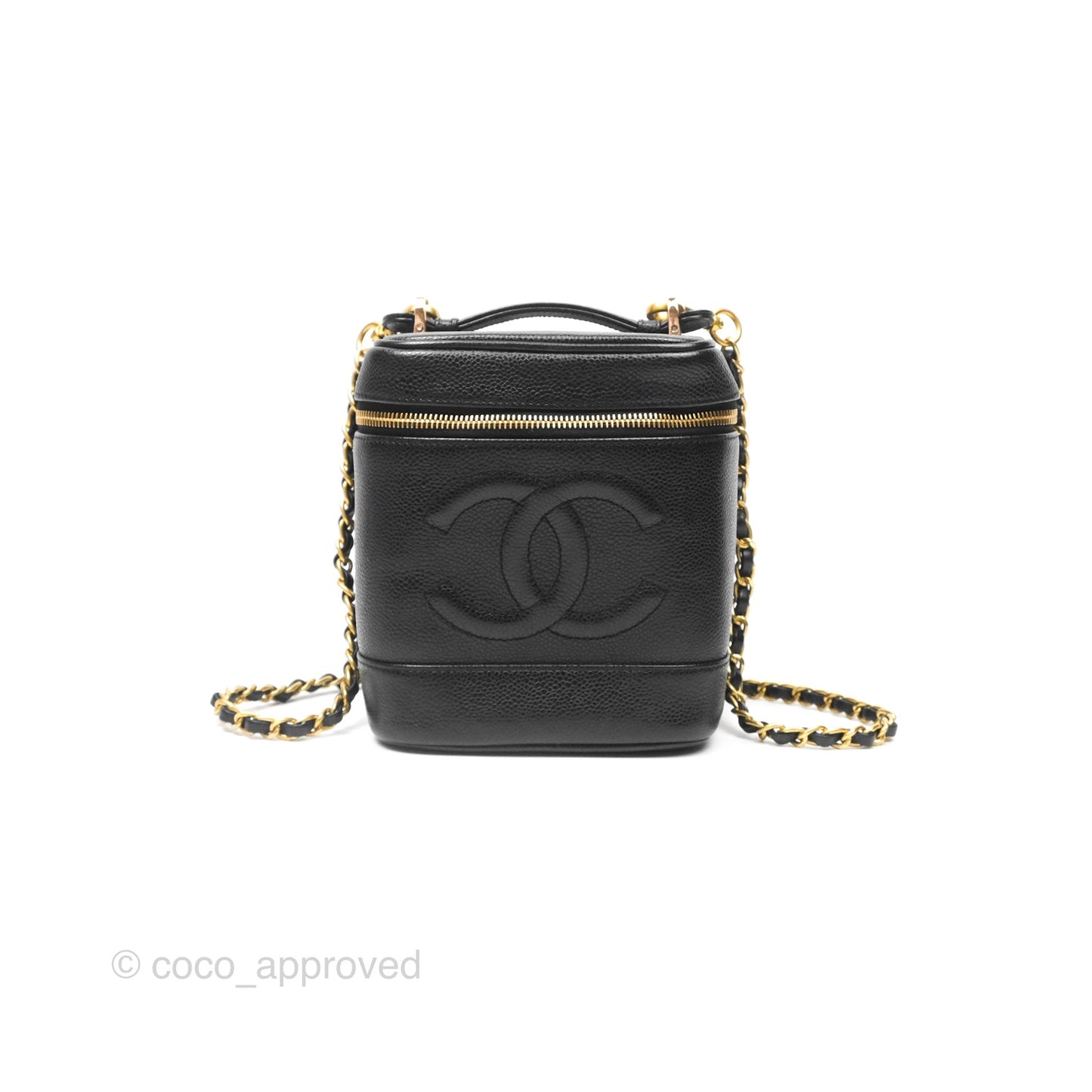 Chanel Vintage Vanity Case Black Caviar Gold Hardware