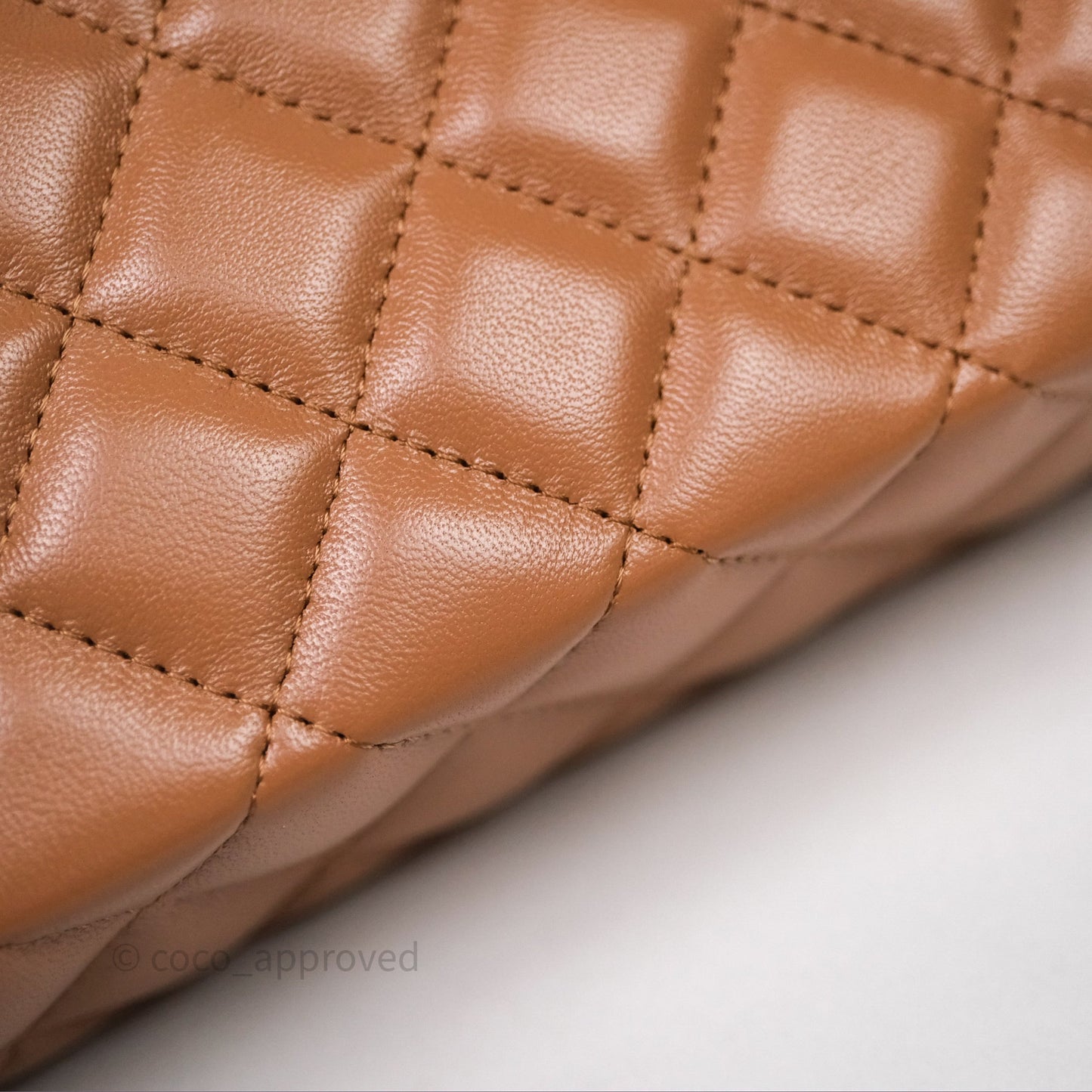 Chanel Top Handle Long Vanity with Chain Caramel Beige Lambskin Gold Hardware 25B