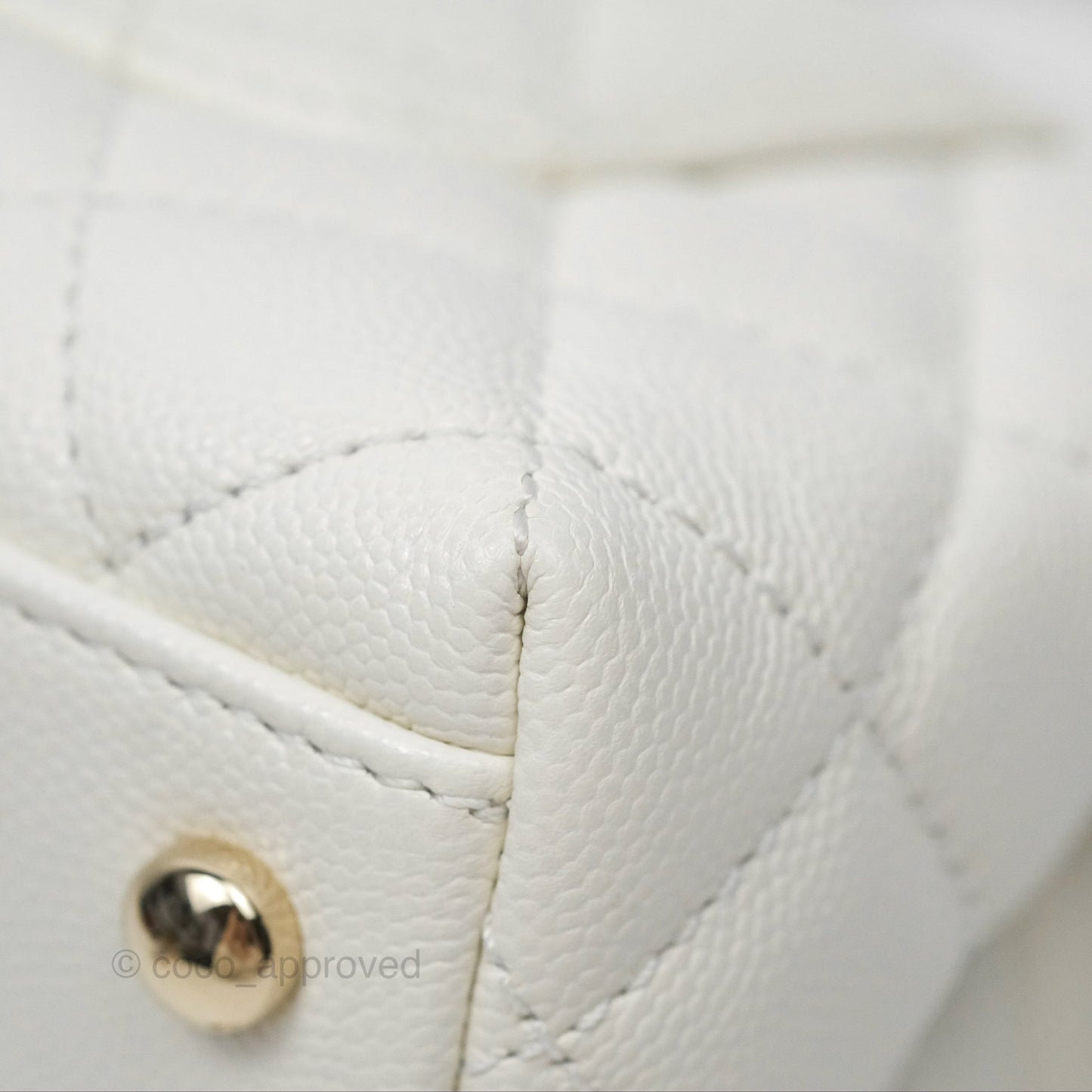 Chanel Mini Coco Handle White Caviar Gold Hardware