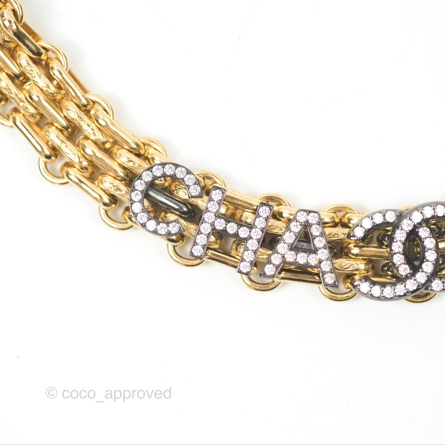 Chanel Crystal Logo Choker Gold Tone 20A