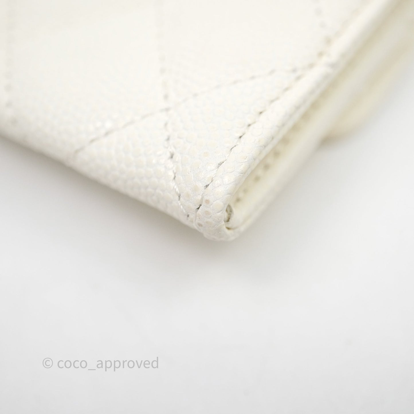 Chanel Quilted Classic Flap Card Holder White Caviar Gold Hardware