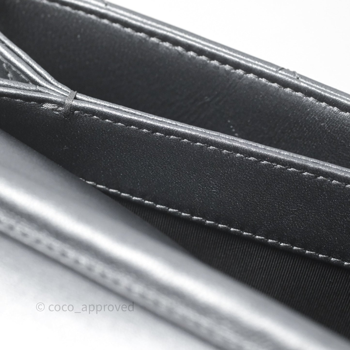Chanel Clutch with Chain Metallic Dark Grey Silver Hardware