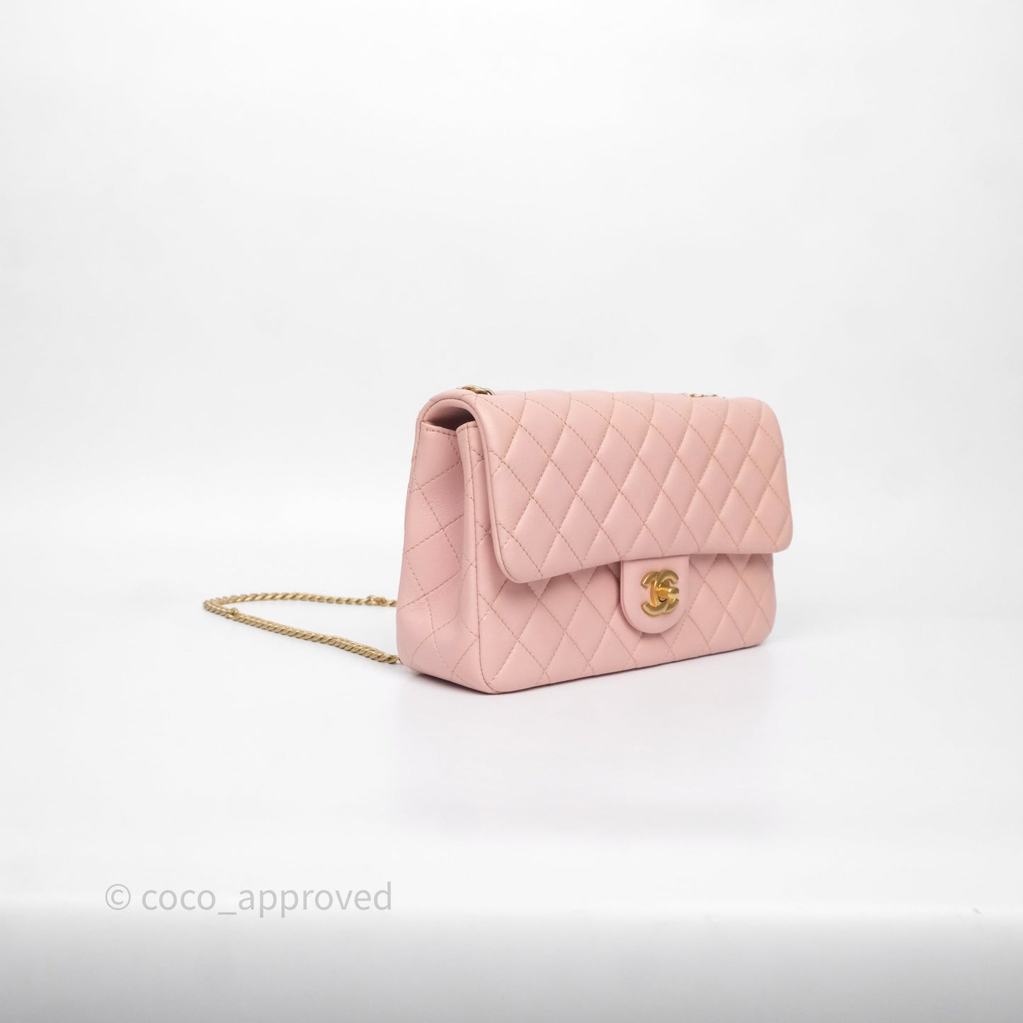 Chanel Quilted Flap Bag With Camellia Adjustable Lambskin Pink Aged Gold Hardware