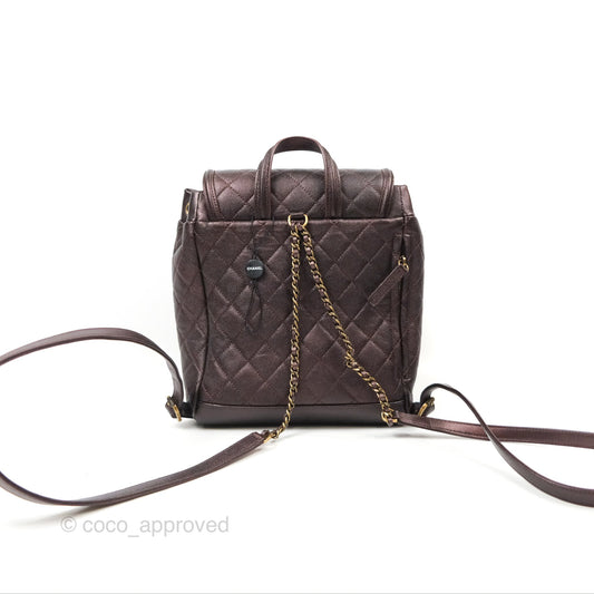 Chanel Quilted Filigree Backpack Iridescent Burgundy Caviar
