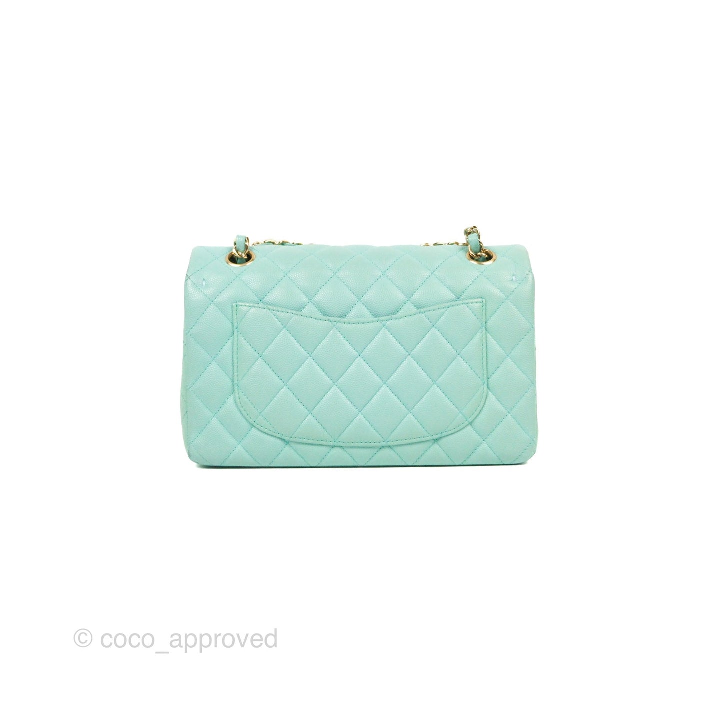 Chanel Small Classic Quilted Flap Tiffany Blue Caviar Gold Hardware 20C