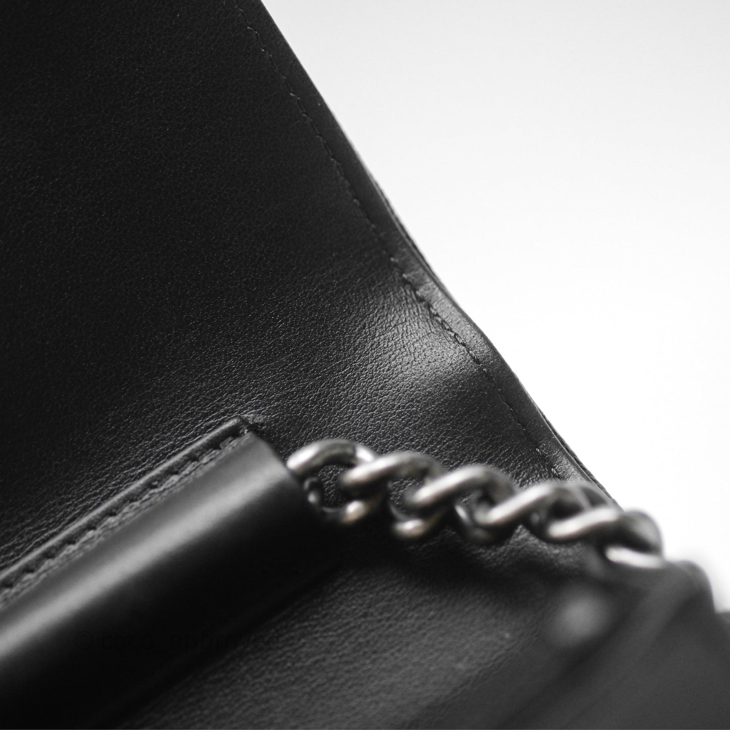 Chanel Quilted Boy Wallet on Chain WOC Black Caviar Ruthenium Hardware