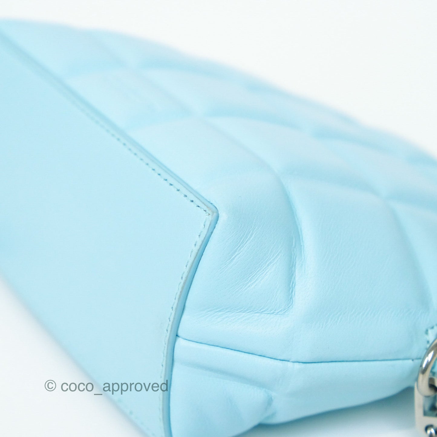 Bottega Veneta Mini Half Moon Bag Topazio Blue Nappa Lambskin Silver Hardware