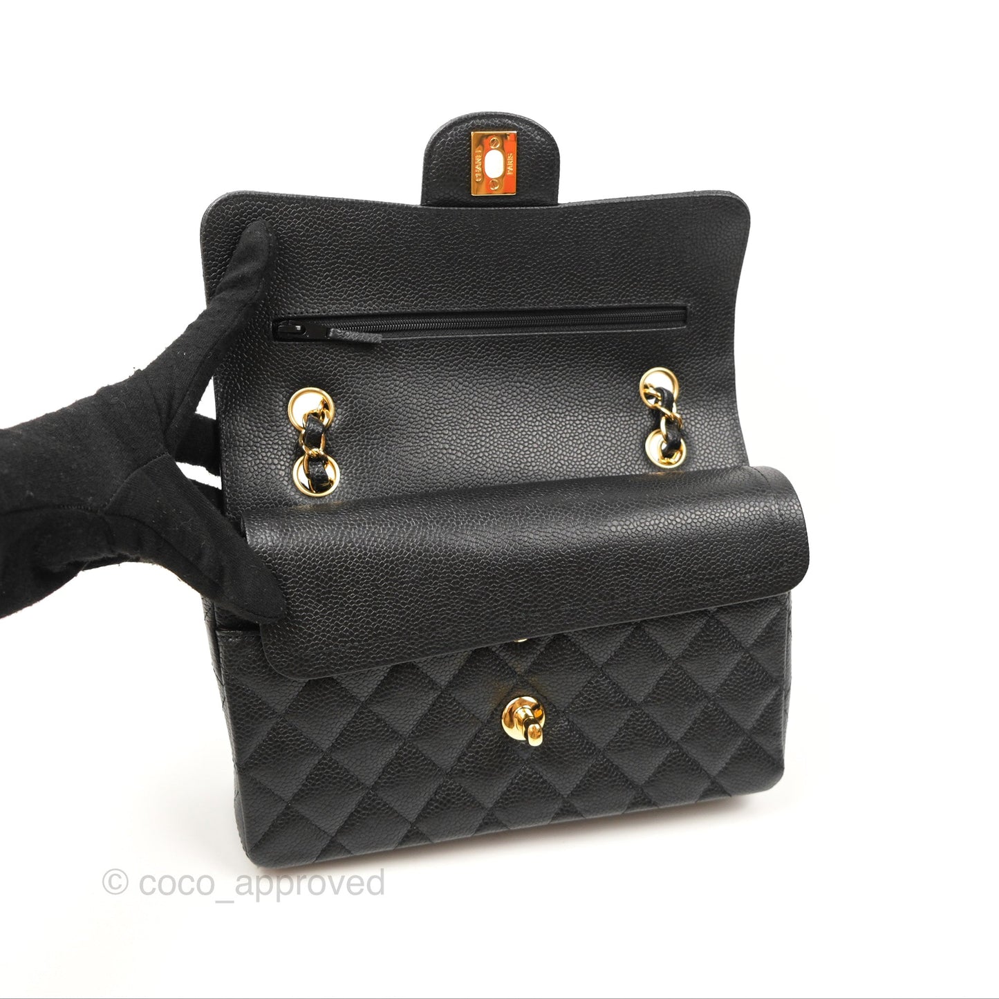 Chanel Classic Small S/M Flap Black Caviar Gold Hardware