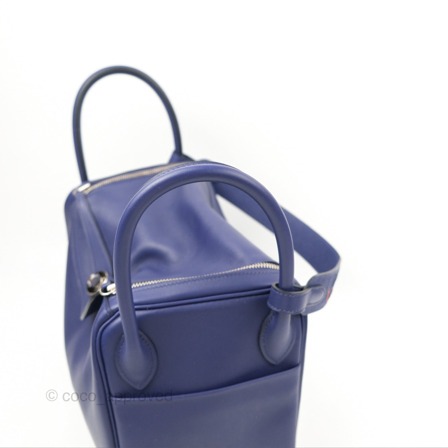 Hermès Lindy Tressage De Cuir 30 Bleu Encre/Brique/Black Swift Palladium Hardware