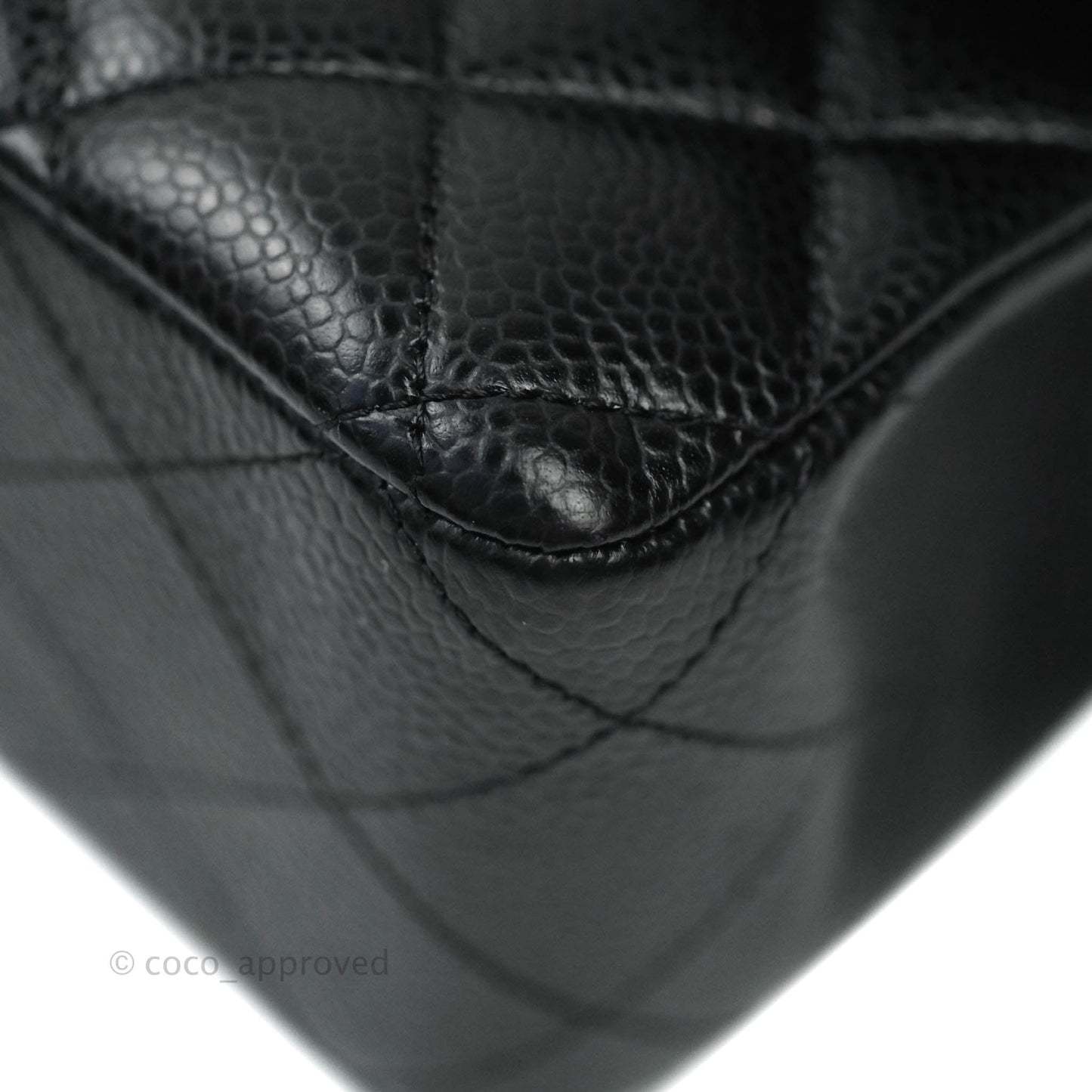 Chanel Classic M/L Medium Double Flap Bag Black Caviar Silver Hardware