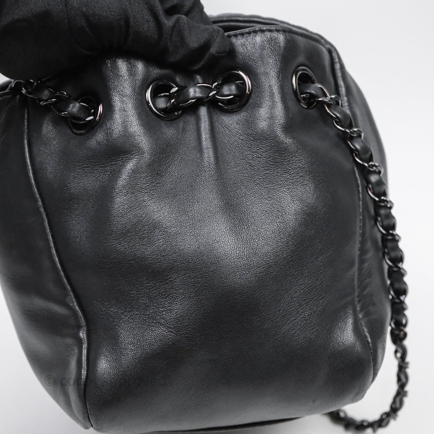 Chanel Lambskin Studded Accordion Black CC Flap Bag So Black Hardware