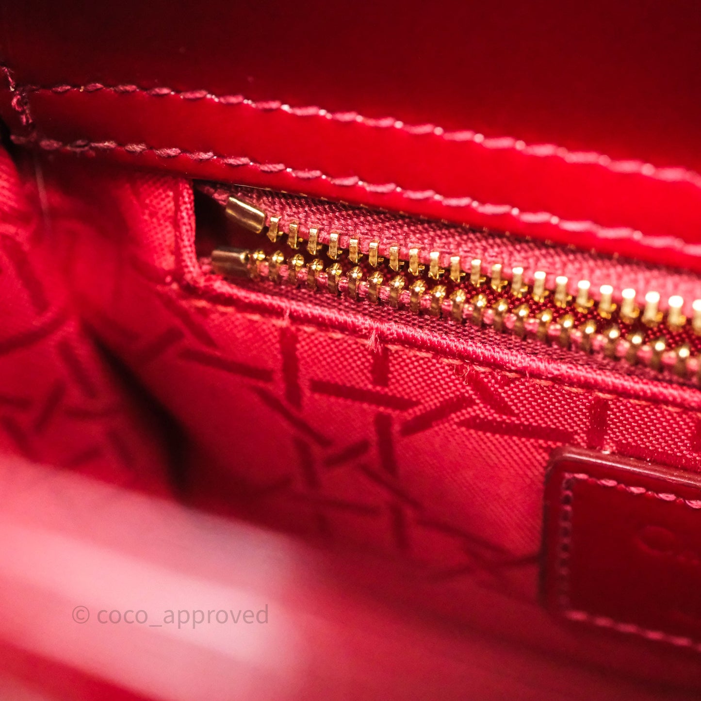 Christian Dior Mini Lady Dior Bag Red Patent Gold Hardware