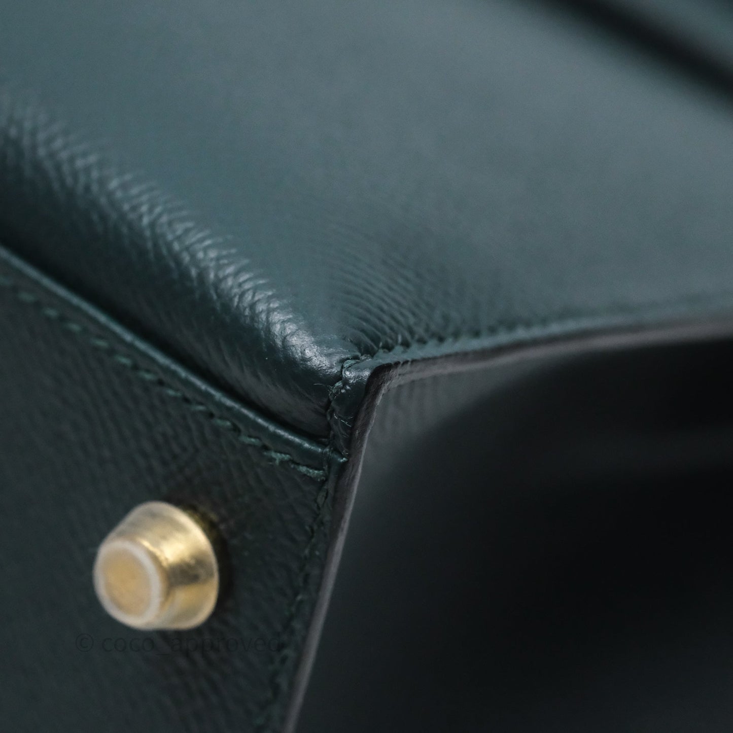 Hermès Kelly 28 Sellier Vert Cypres 6O Epsom Gold Hardware