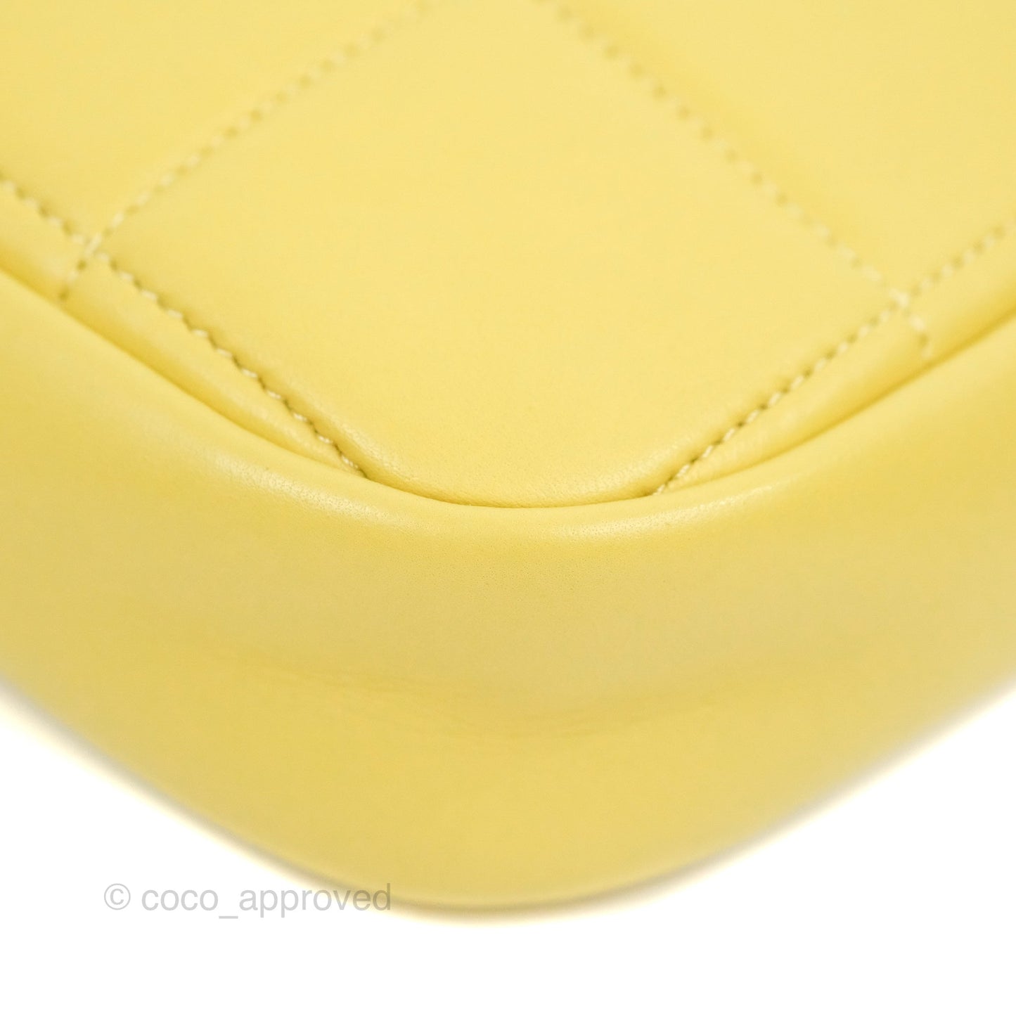 Chanel Small Quilted Diamond Cut Bag Yellow Lambskin Aged Gold Hardware