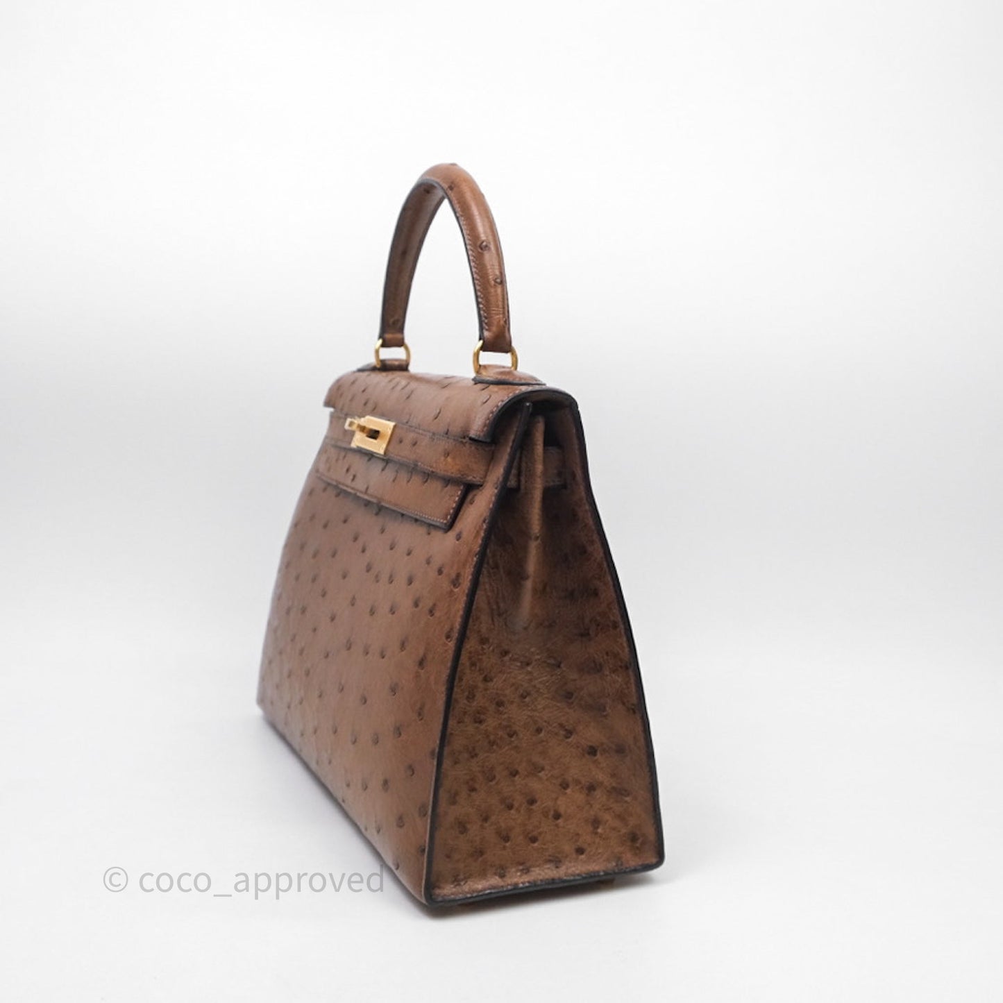 Hermès Kelly 28 Chocolate Ostrish Sellier Gold Hardware