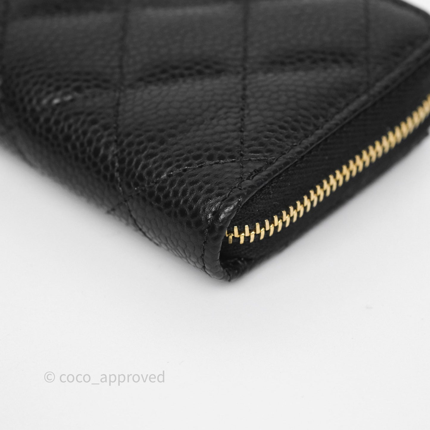Chanel Classic Zipped Coin Purse Black Caviar Gold Hardware