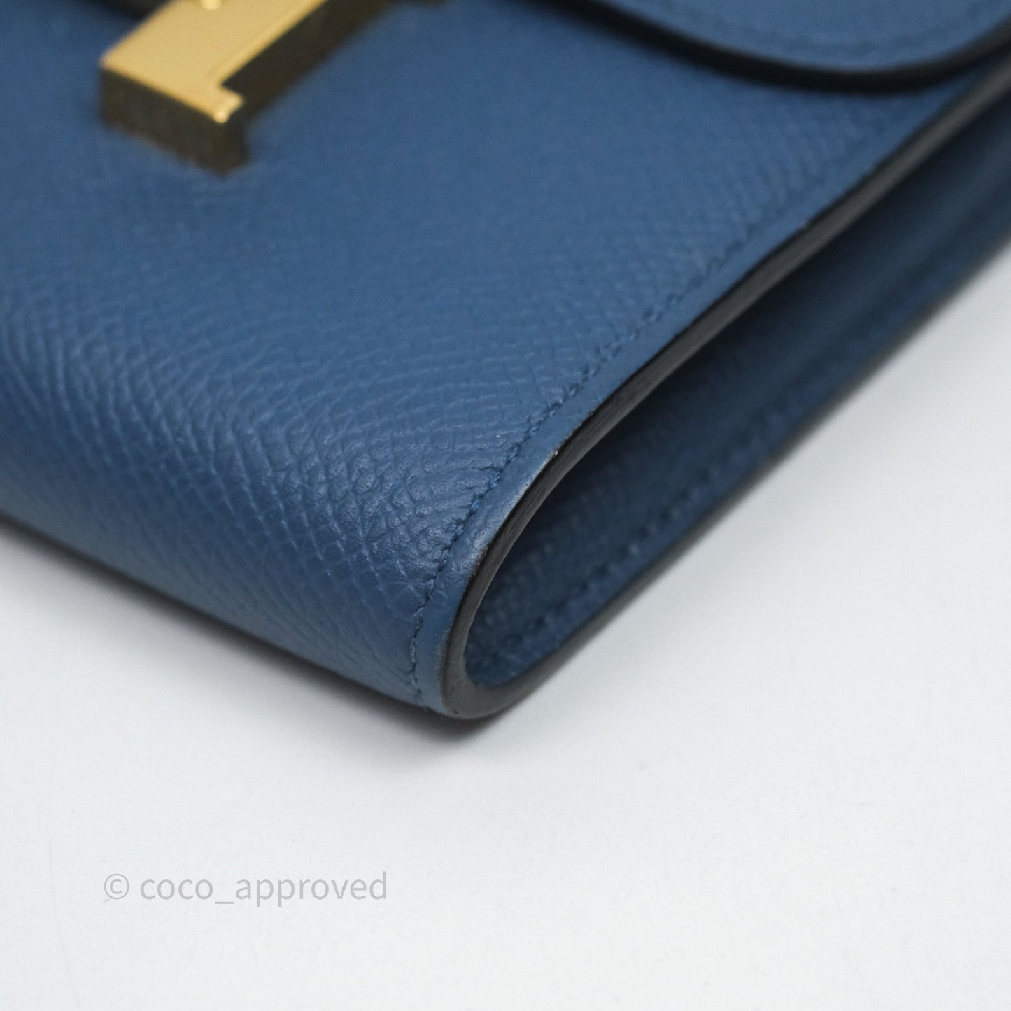 Hermès Constance Short Wallet Bleu Agate R2 Epsom Gold Hardware