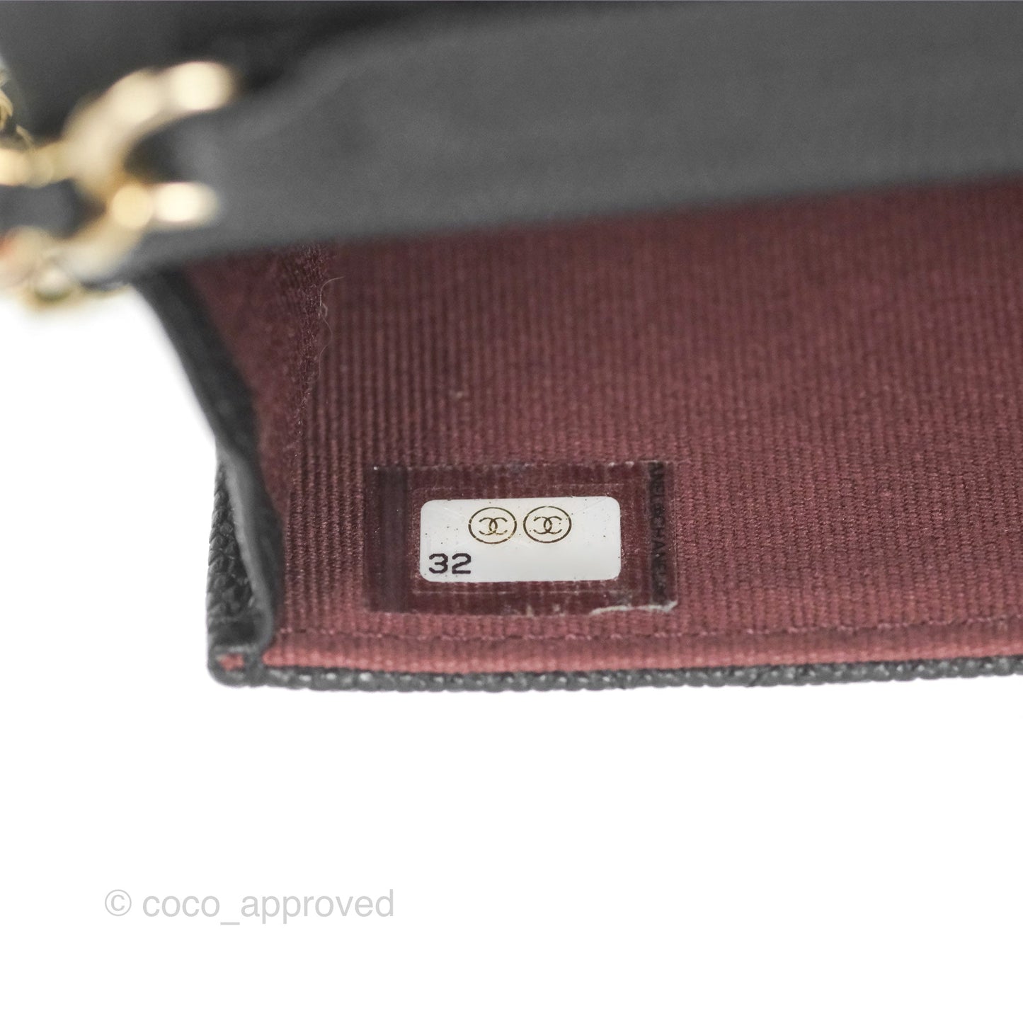 Chanel Mini Wallet Card Holder With Chain Black Caviar Gold Hardware