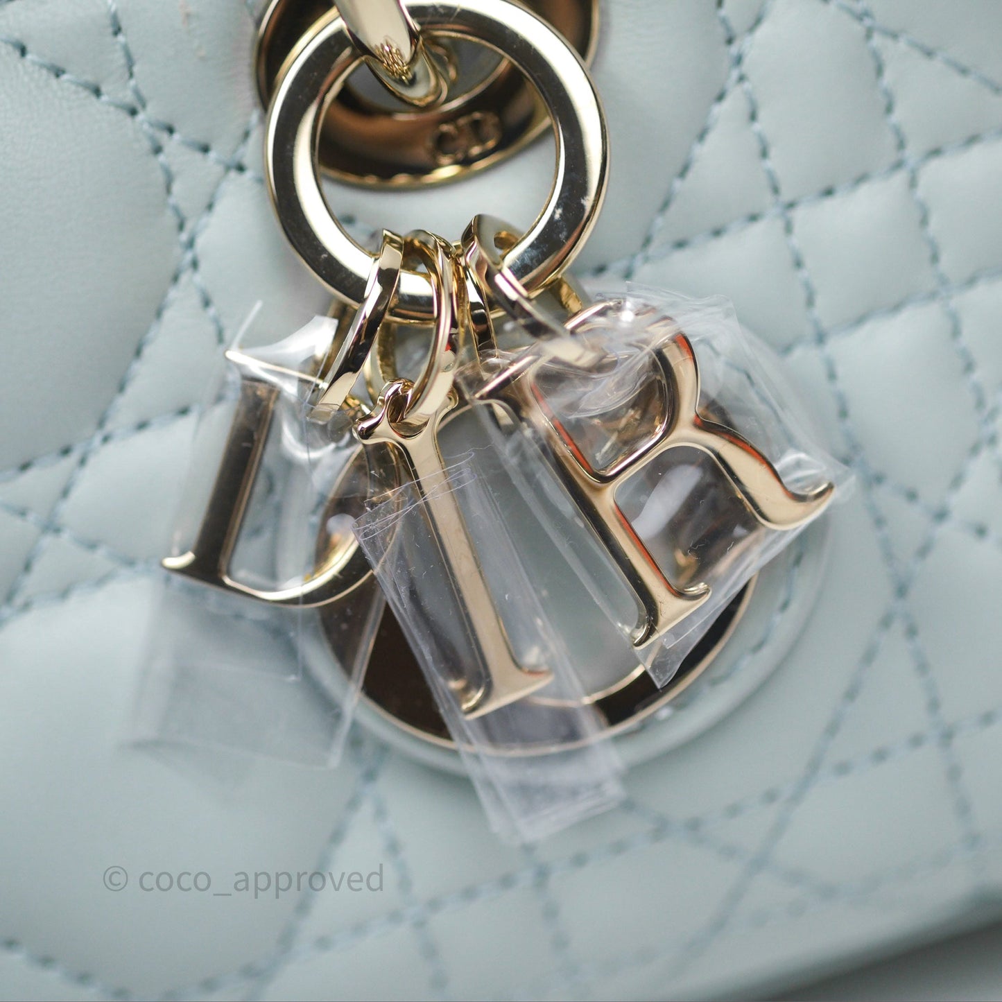 Christian Dior Micro Lady D-Joy Bag Baby Blue Lambskin Cannage Gold Hardware