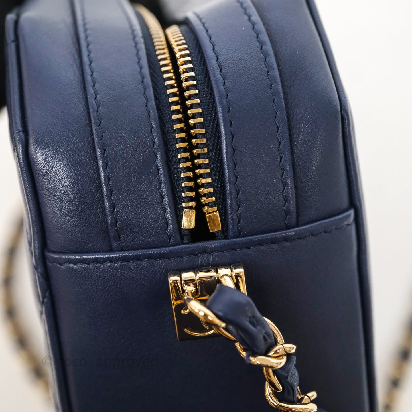 Chanel CC Octagon Camera Case Lambskin Navy Gold Hardware