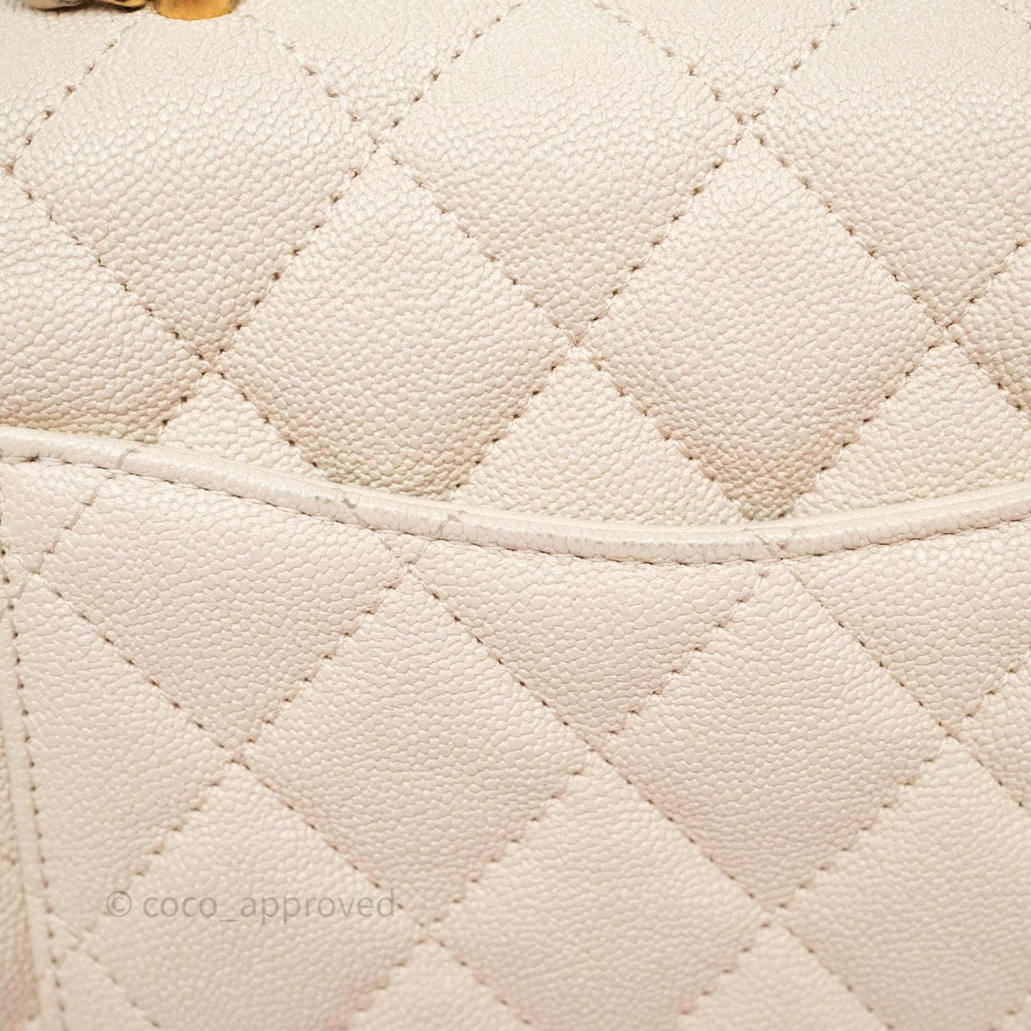 Chanel Top Handle Mini Rectangular Flap Bag Ivory Beige Caviar Gold Hardware