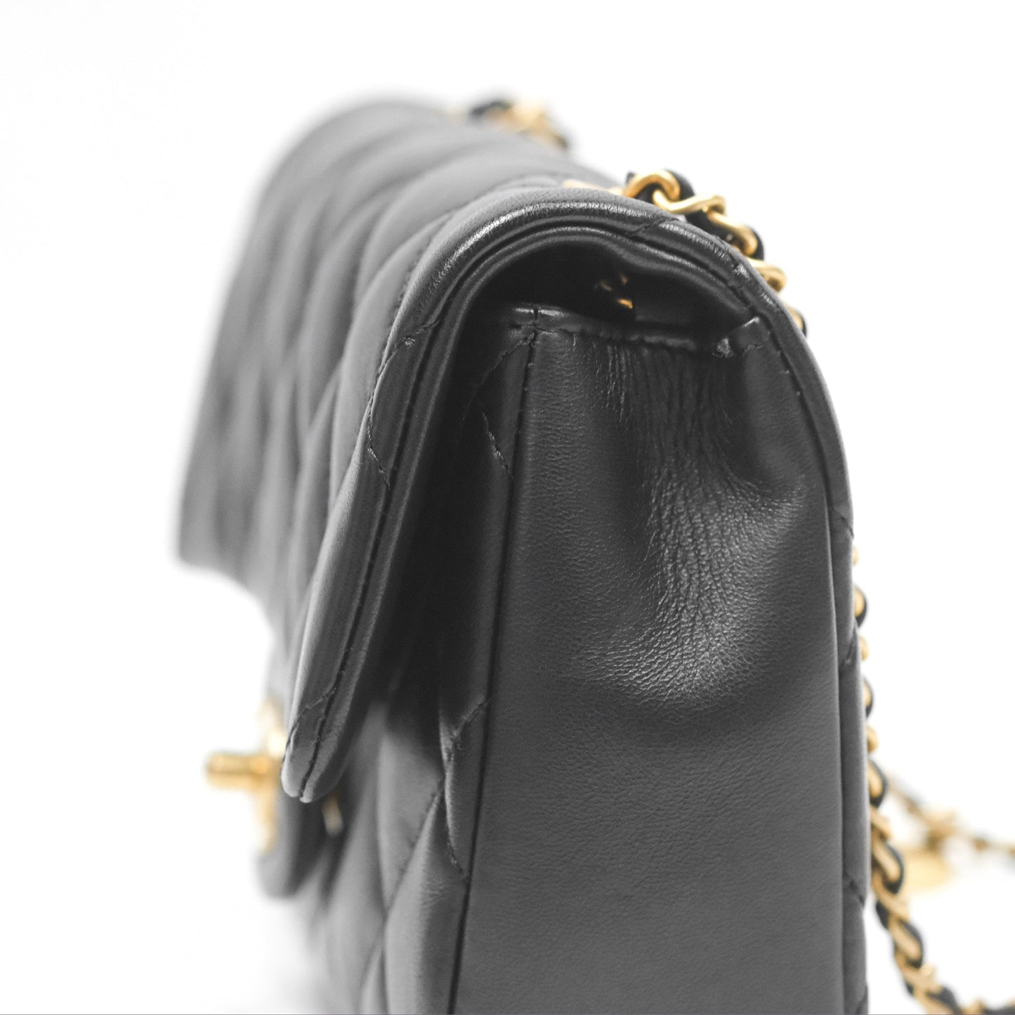 Chanel Mini Flap Bag With Heart CC Charm Black Lambskin Aged Gold Hardware 22B