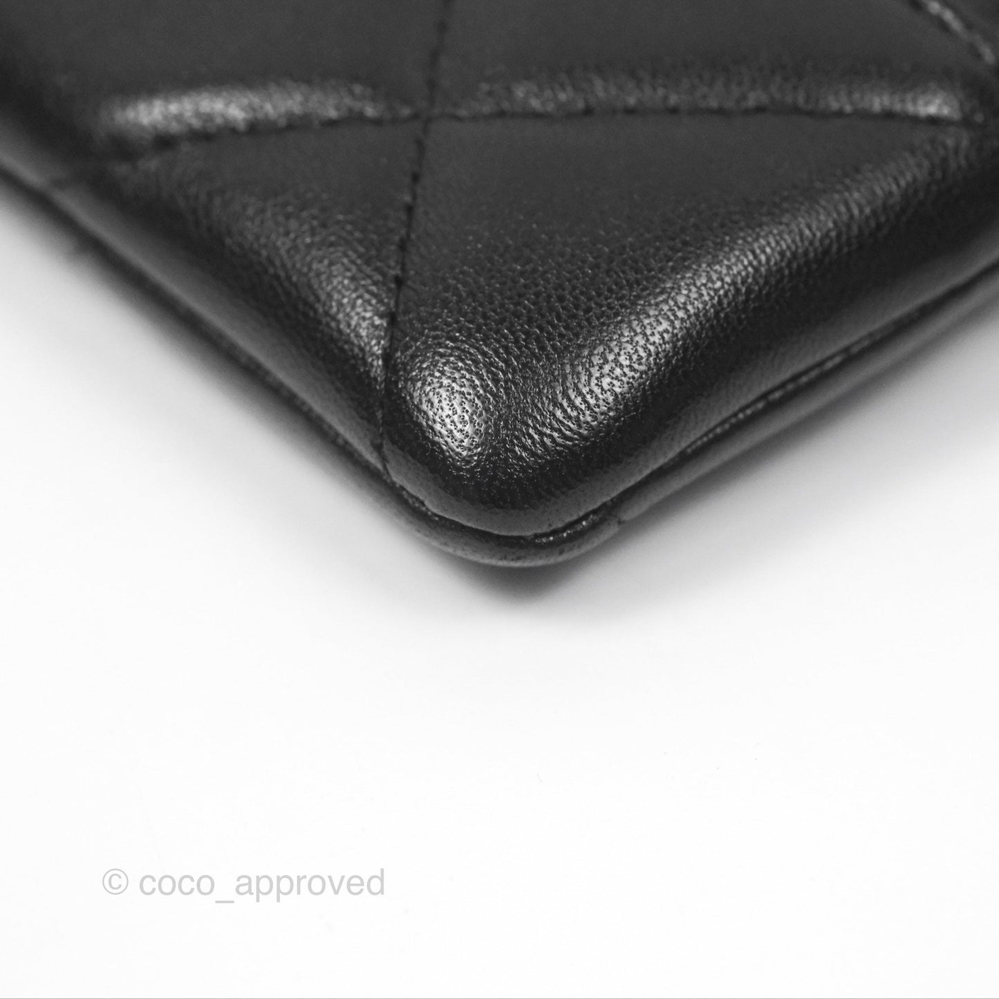 Chanel Quilted Chanel 19 Zip Card Holder Wallet Black Lambskin