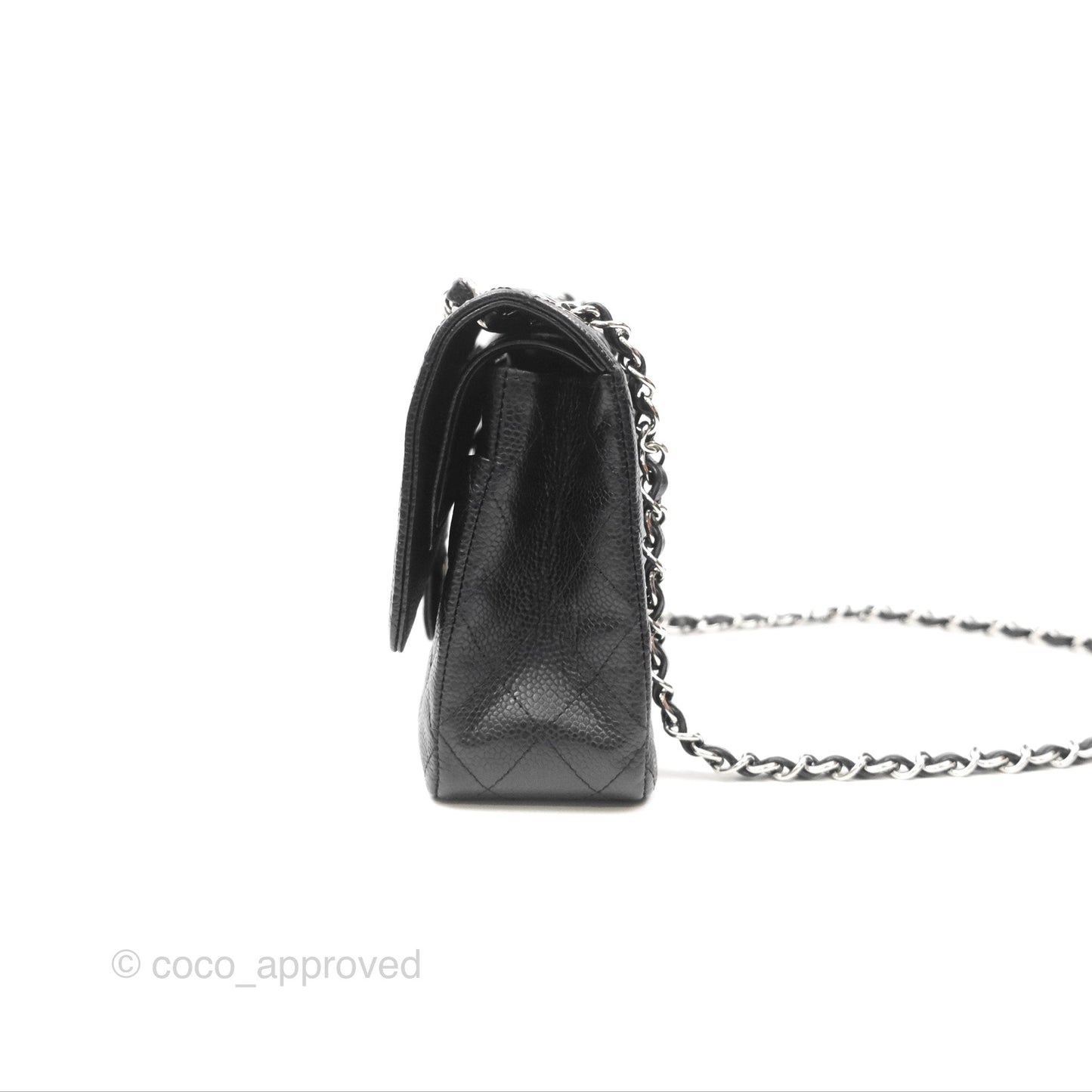 Chanel Classic M/L Medium Flap Quilted Black Caviar Silver Hardware