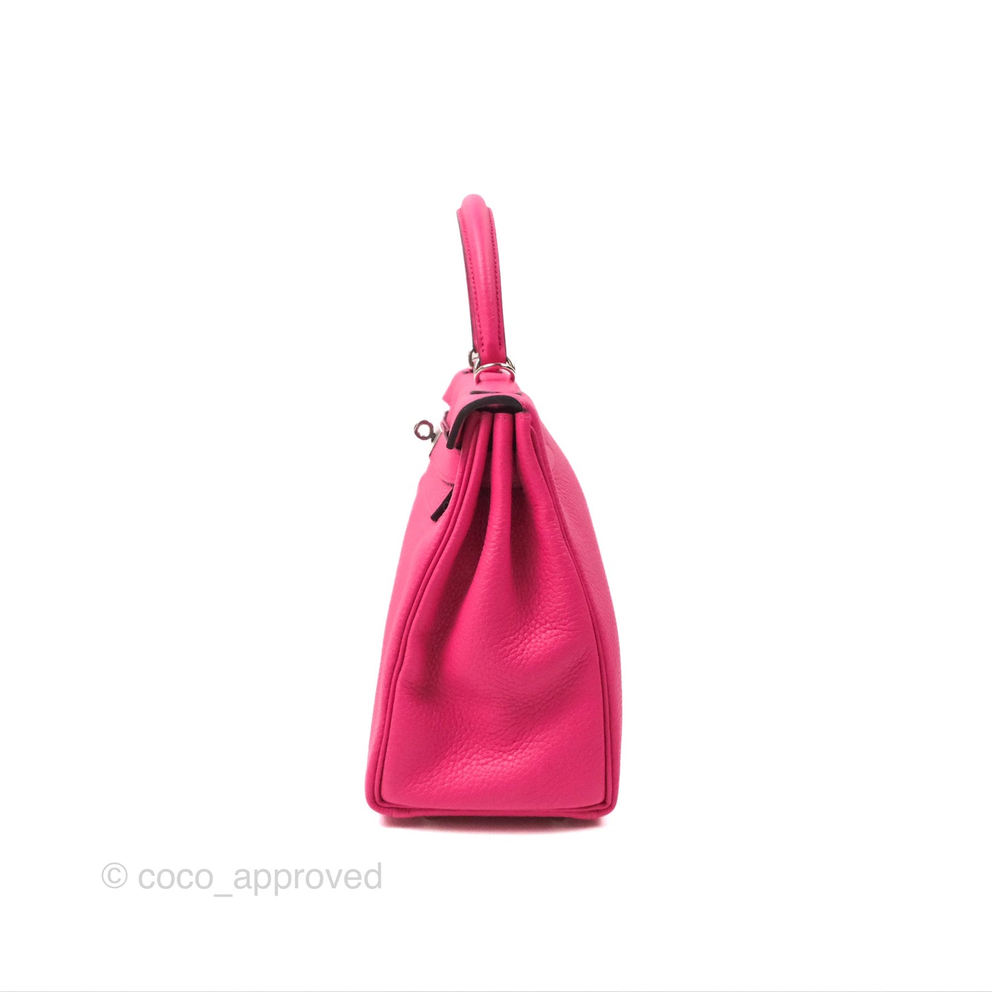 Hermès Retourne Kelly 28 Rose Shocking Clemence Palladium Hardware