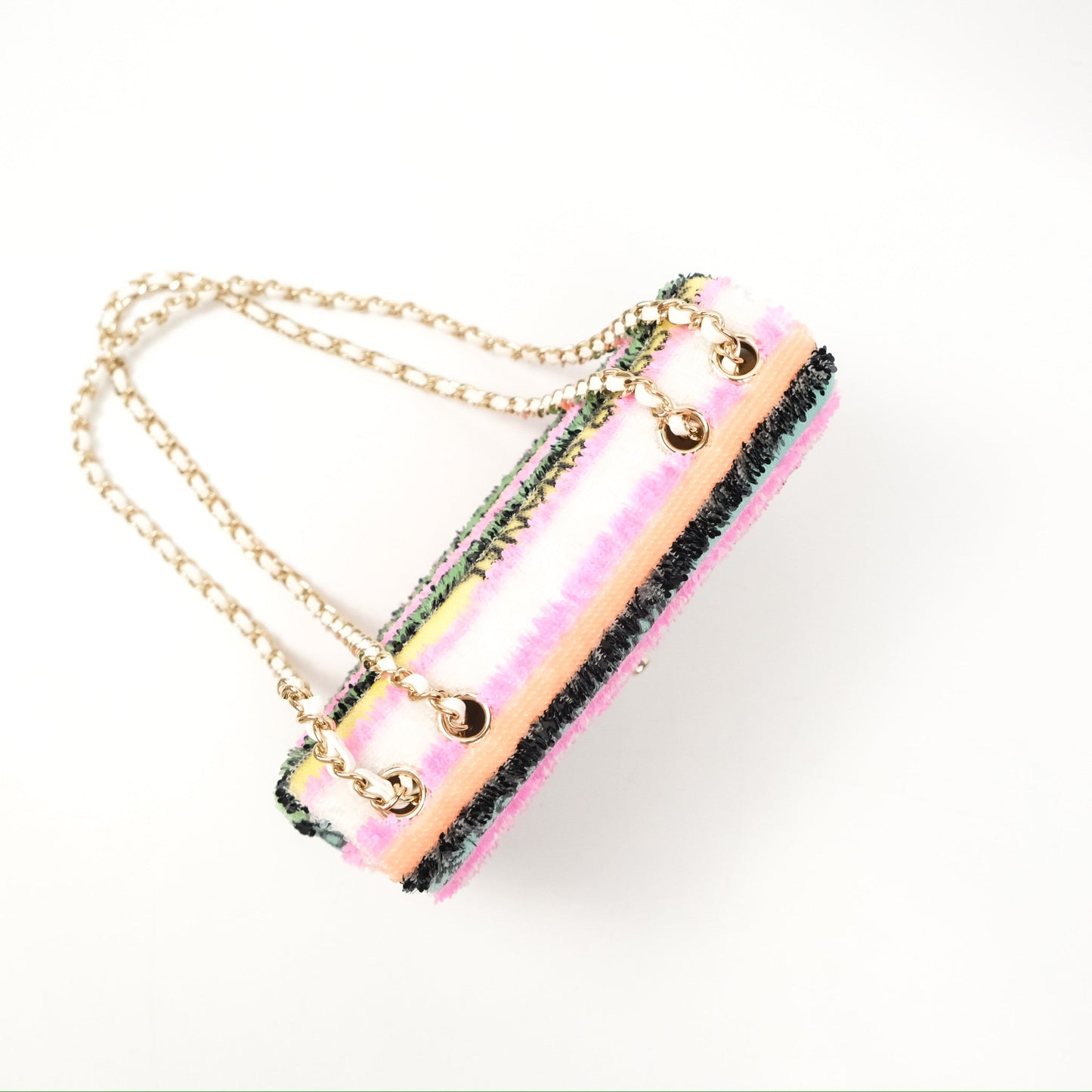 Chanel Mini Sequins Logo Flap Bag Multicolour Gold Hardware 22S